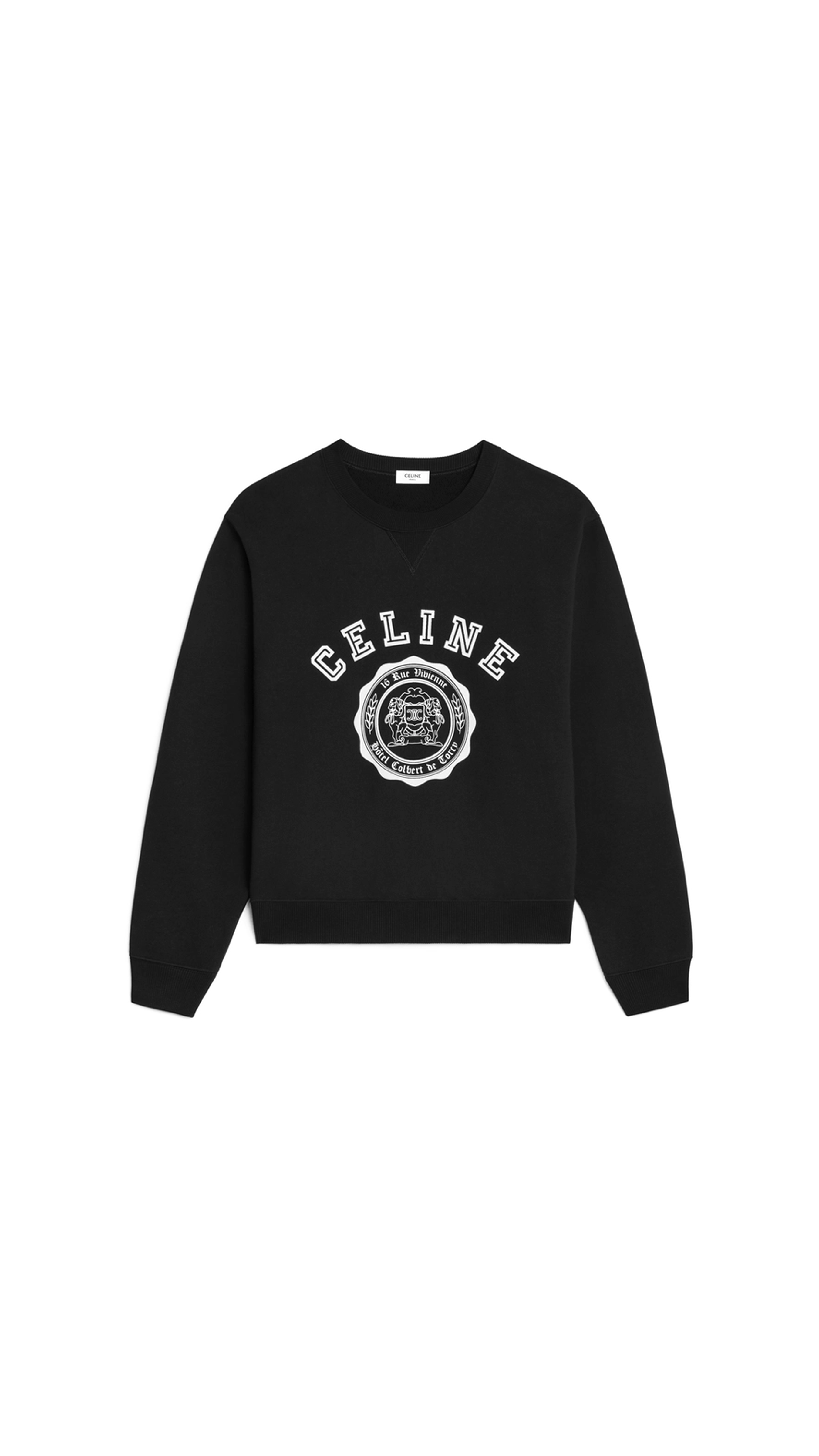 Celine Blason Loose Sweatshirt In Cotton Fleece - Black/White