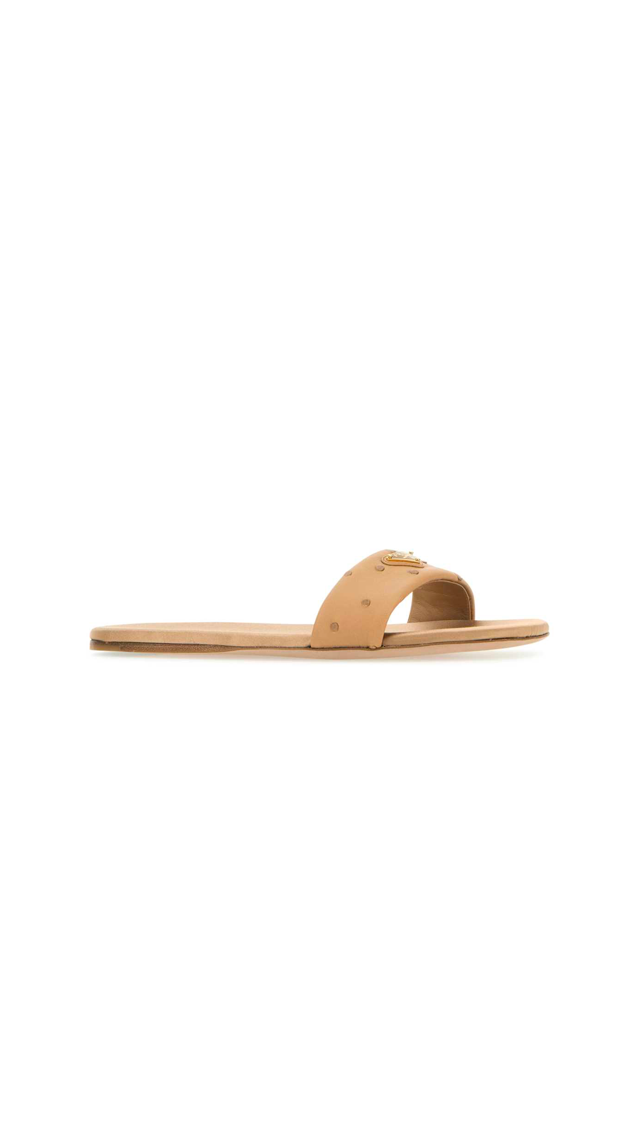 Ostrich Leather Slides - Natural