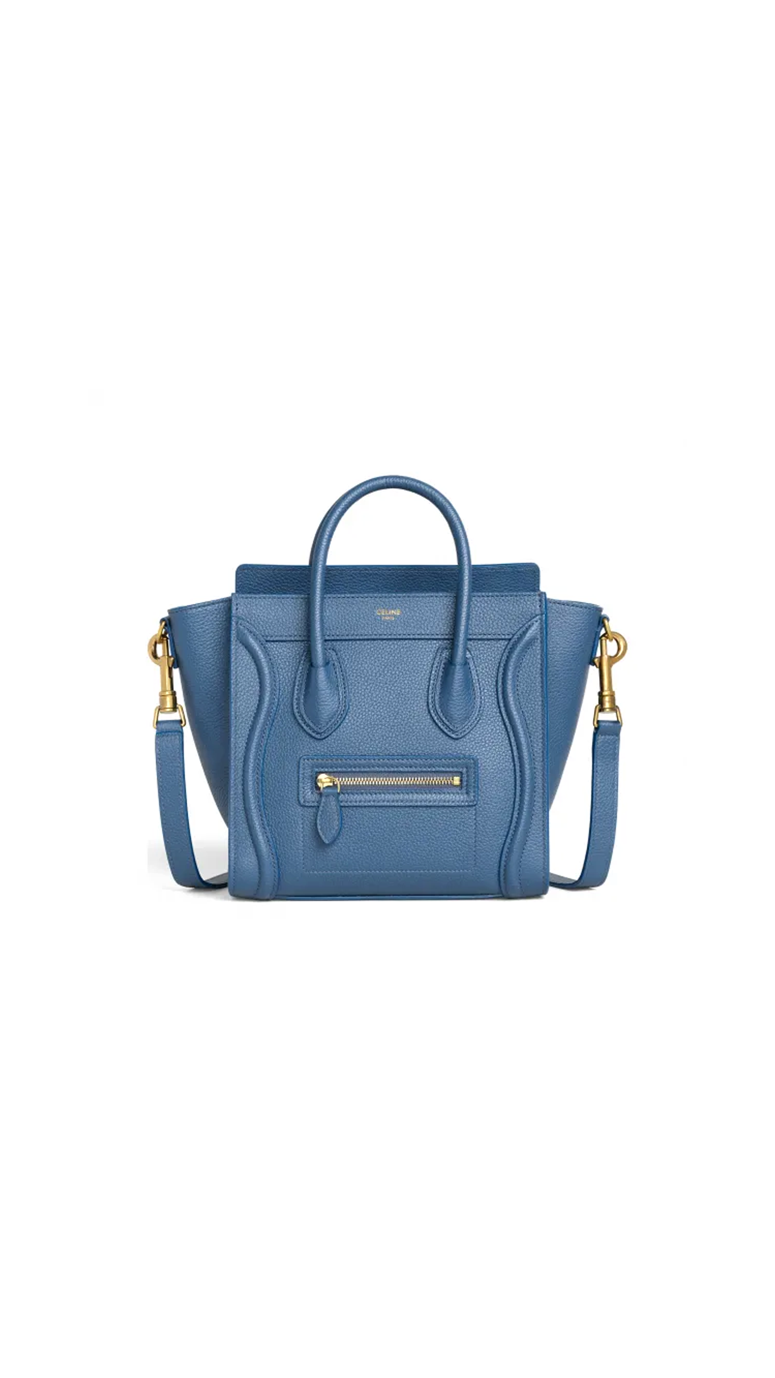 Nano Luggage Bag In Drummed Calfskin - Blue