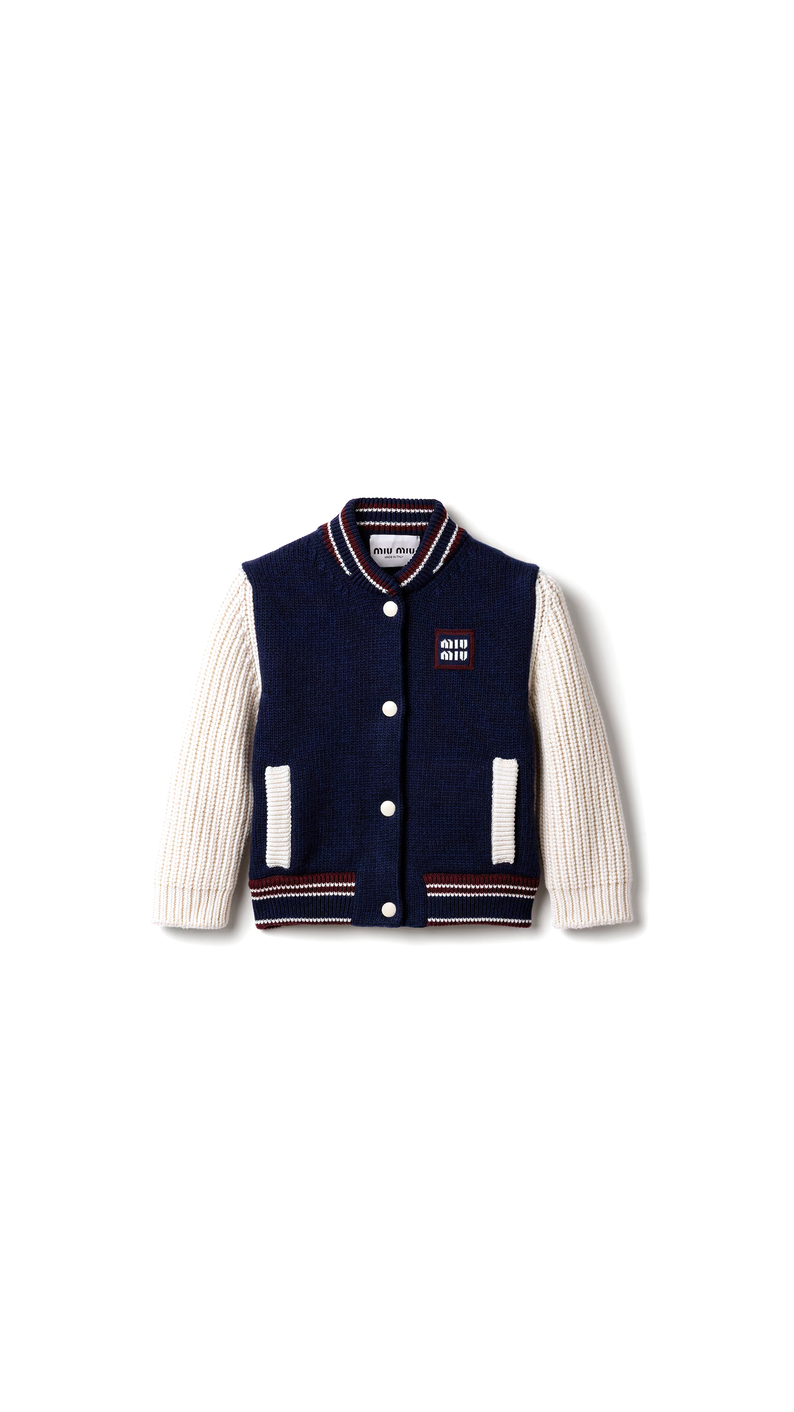 Wool and Cashmere Cardigan - Navy Blue/Natural