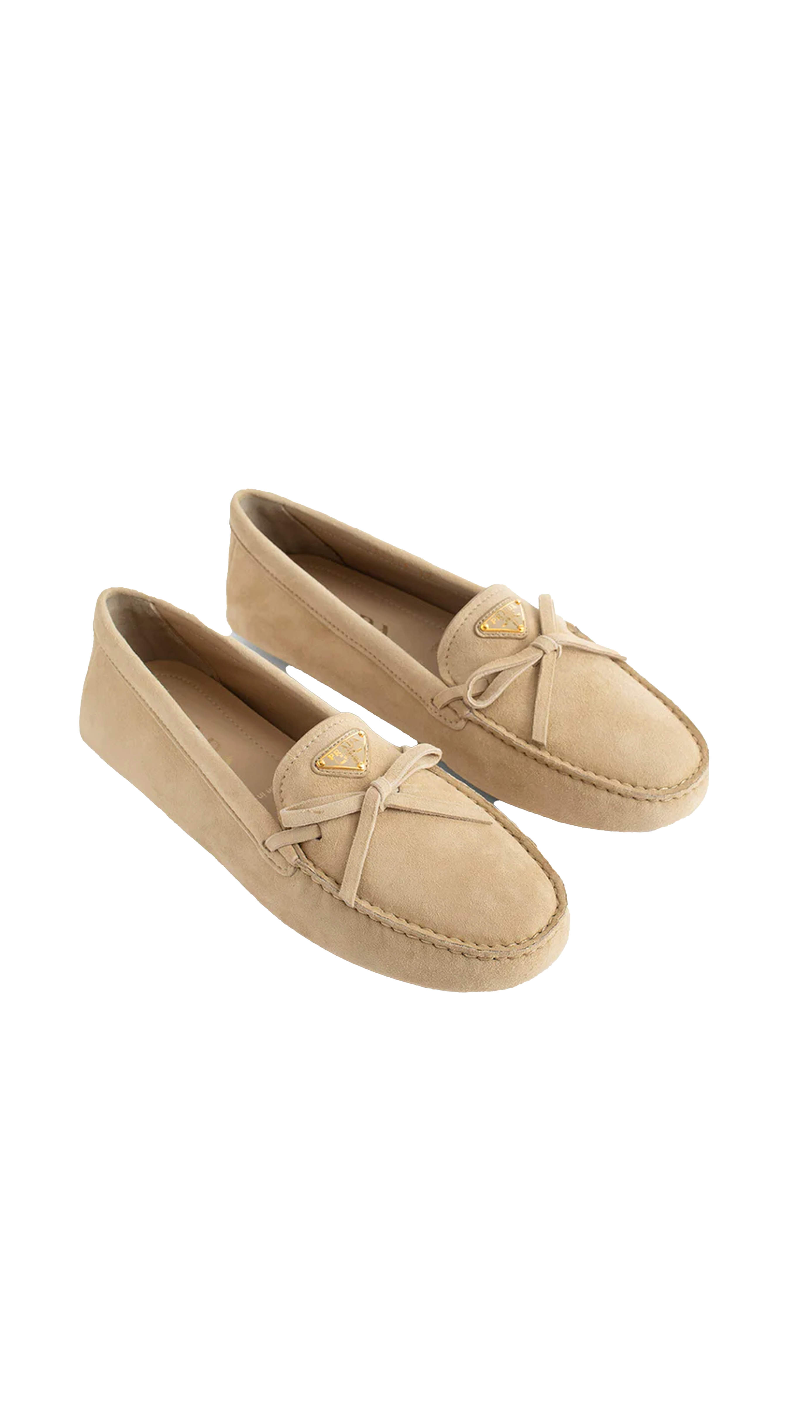 Suede Driver Loafers - Nude