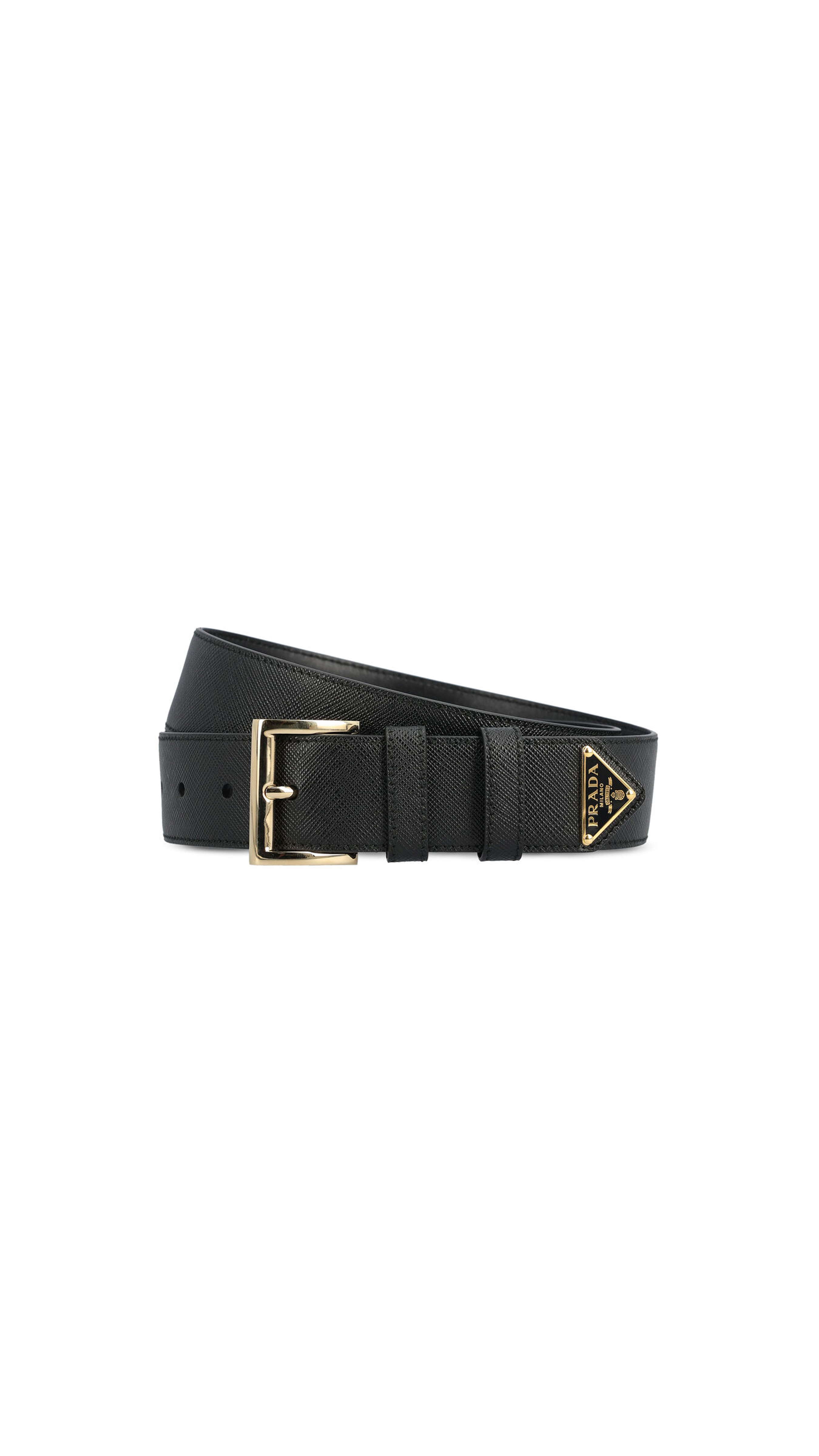 Leather Belt - Black/Gold