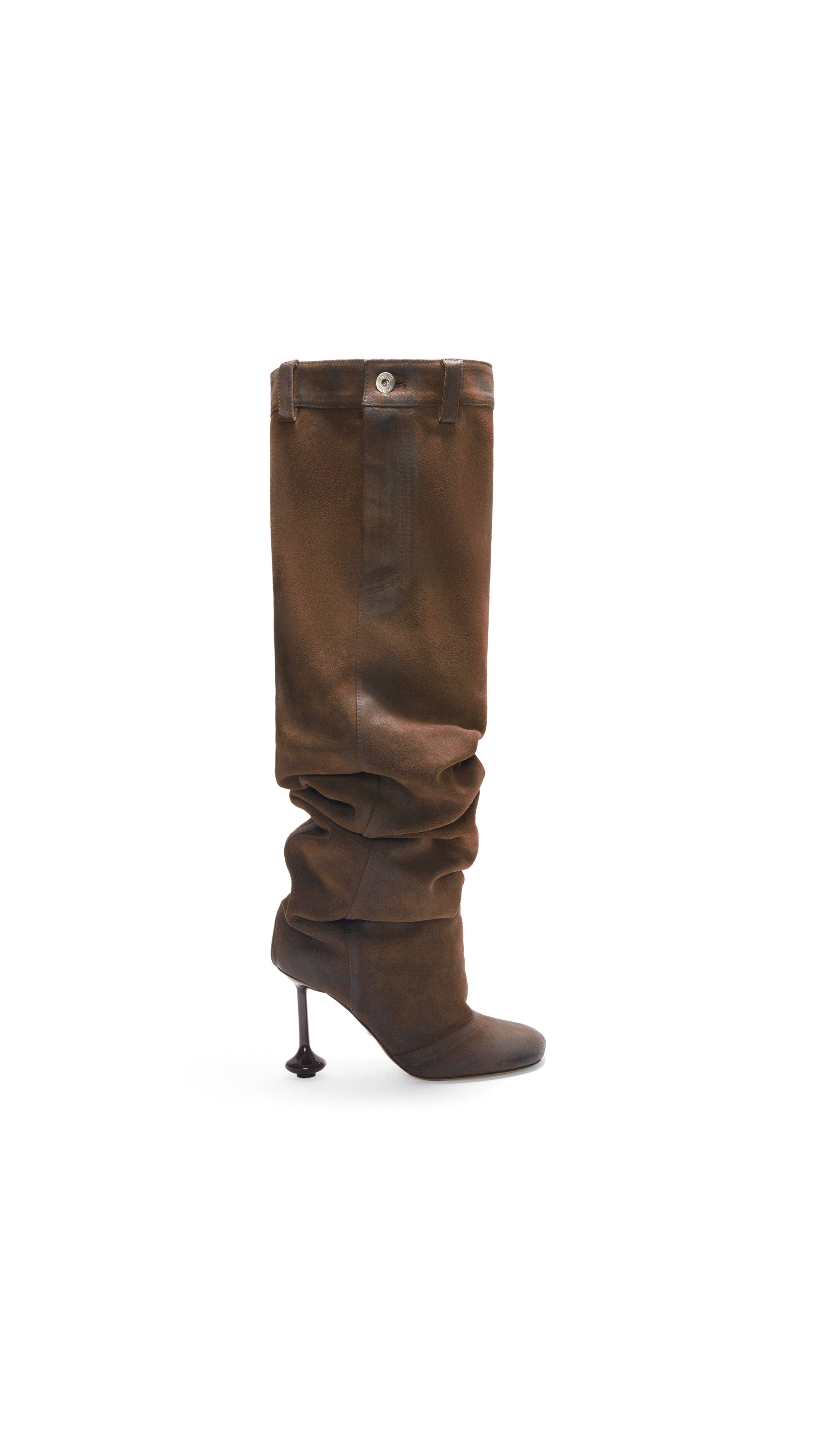 Toy Over the Knee Boot in Waxed Suede - Brown