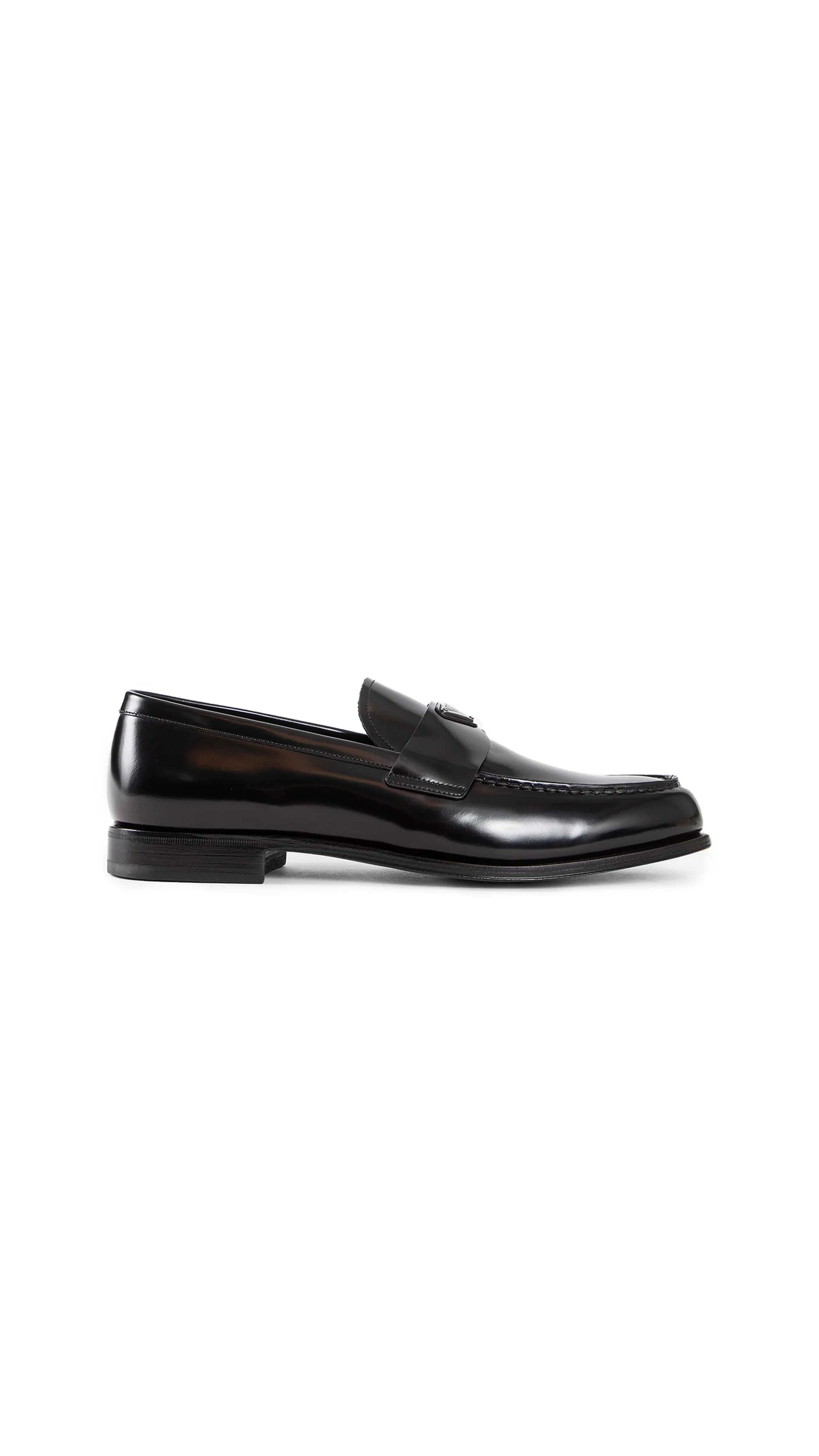 Brushed Leather Loafers - Black