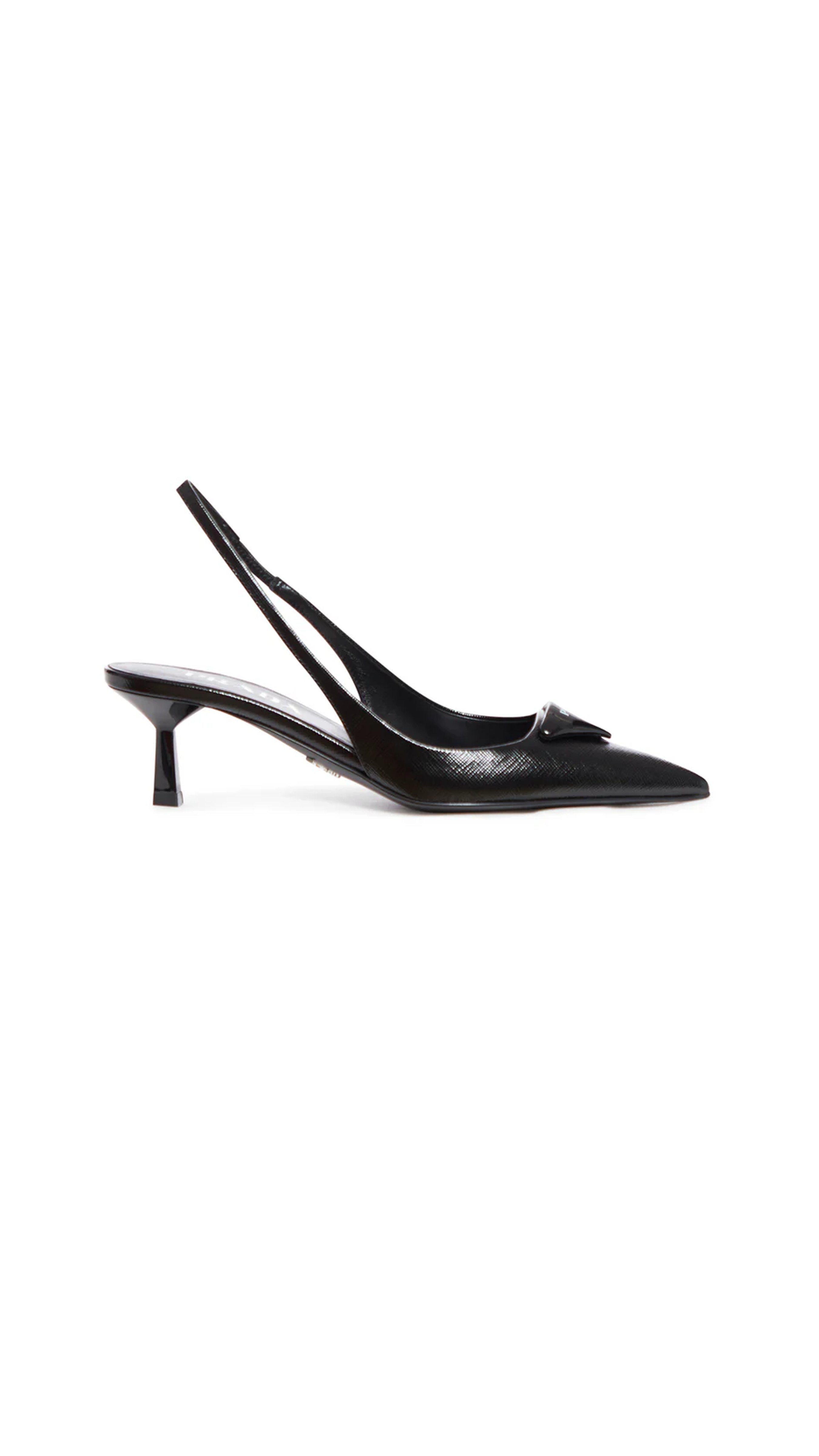 Saffiano Leather Slingback Pumps - Black