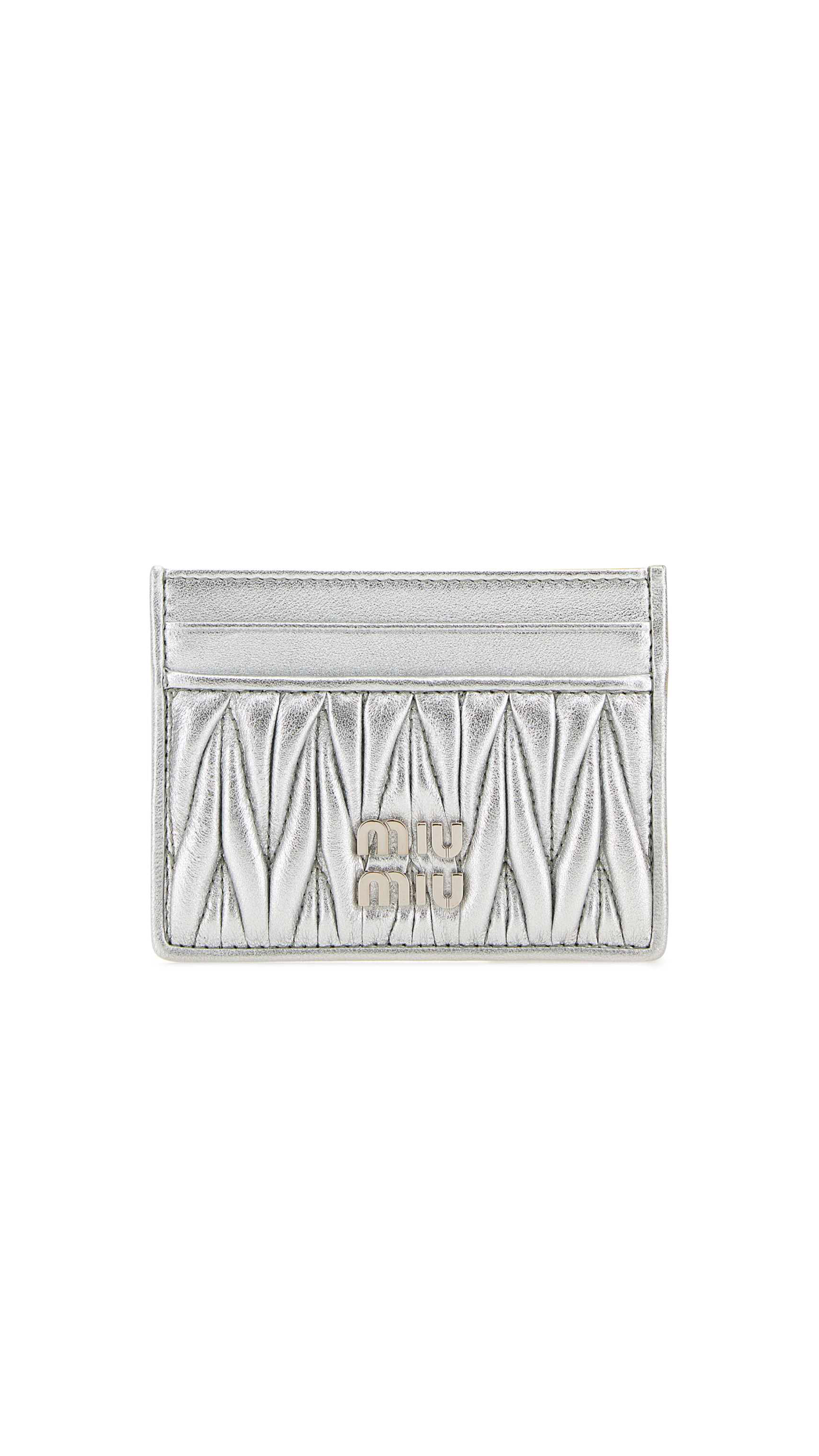 Matelassé Nappa Leather Card Holder - Silver