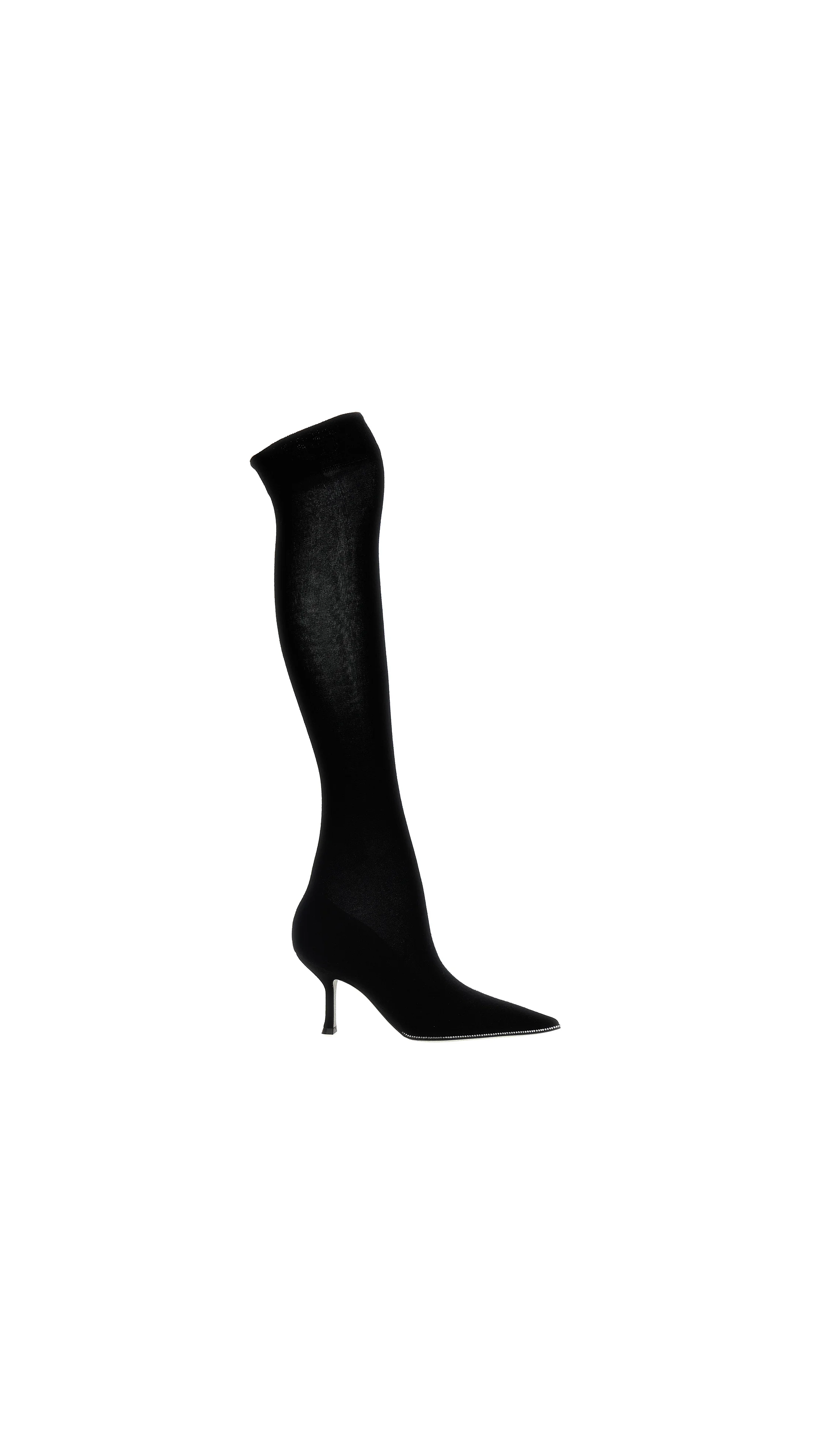 Knitted Heel Boots - Black