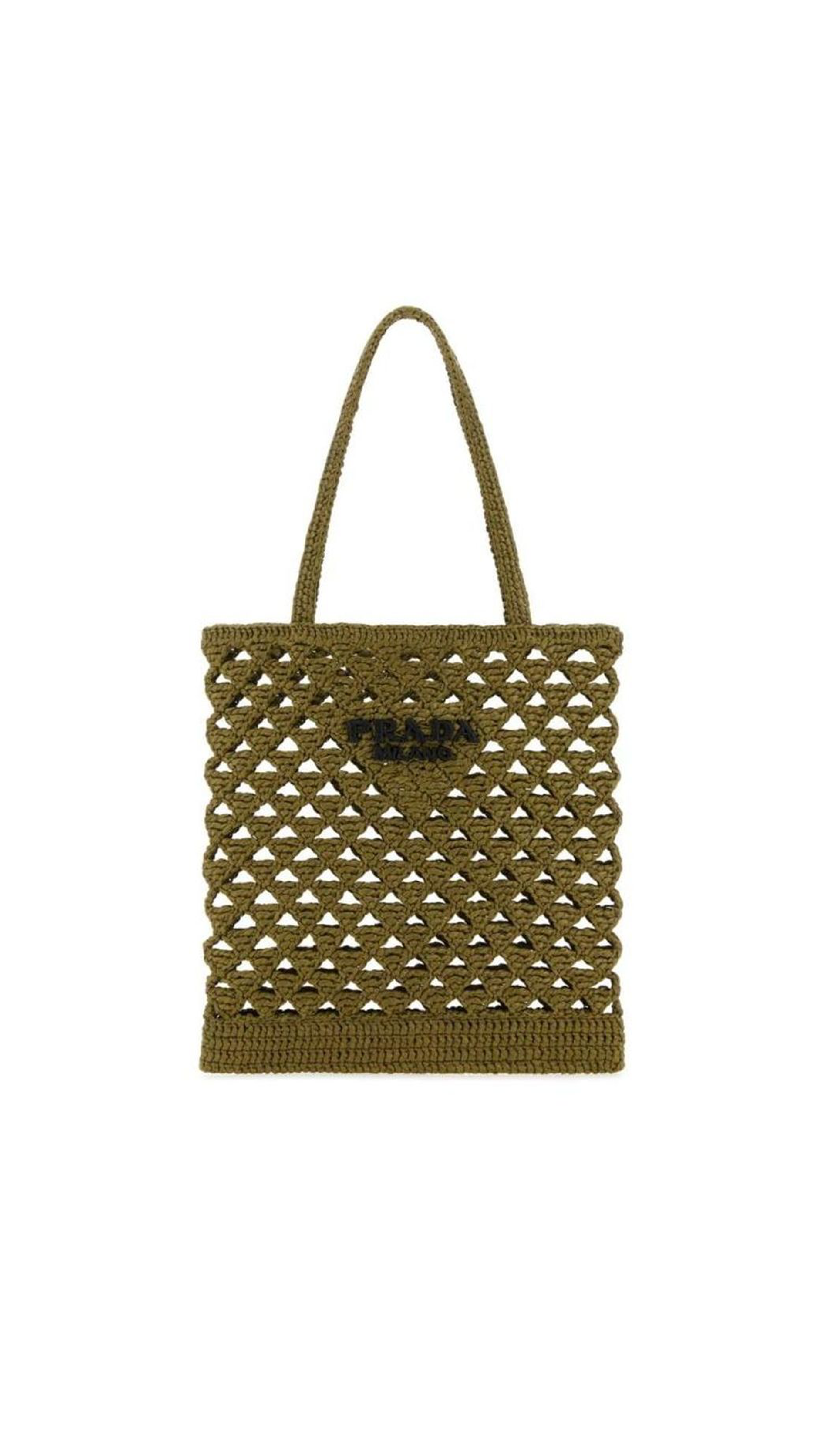 Crochet Symbole Tote Bag - Olive Green