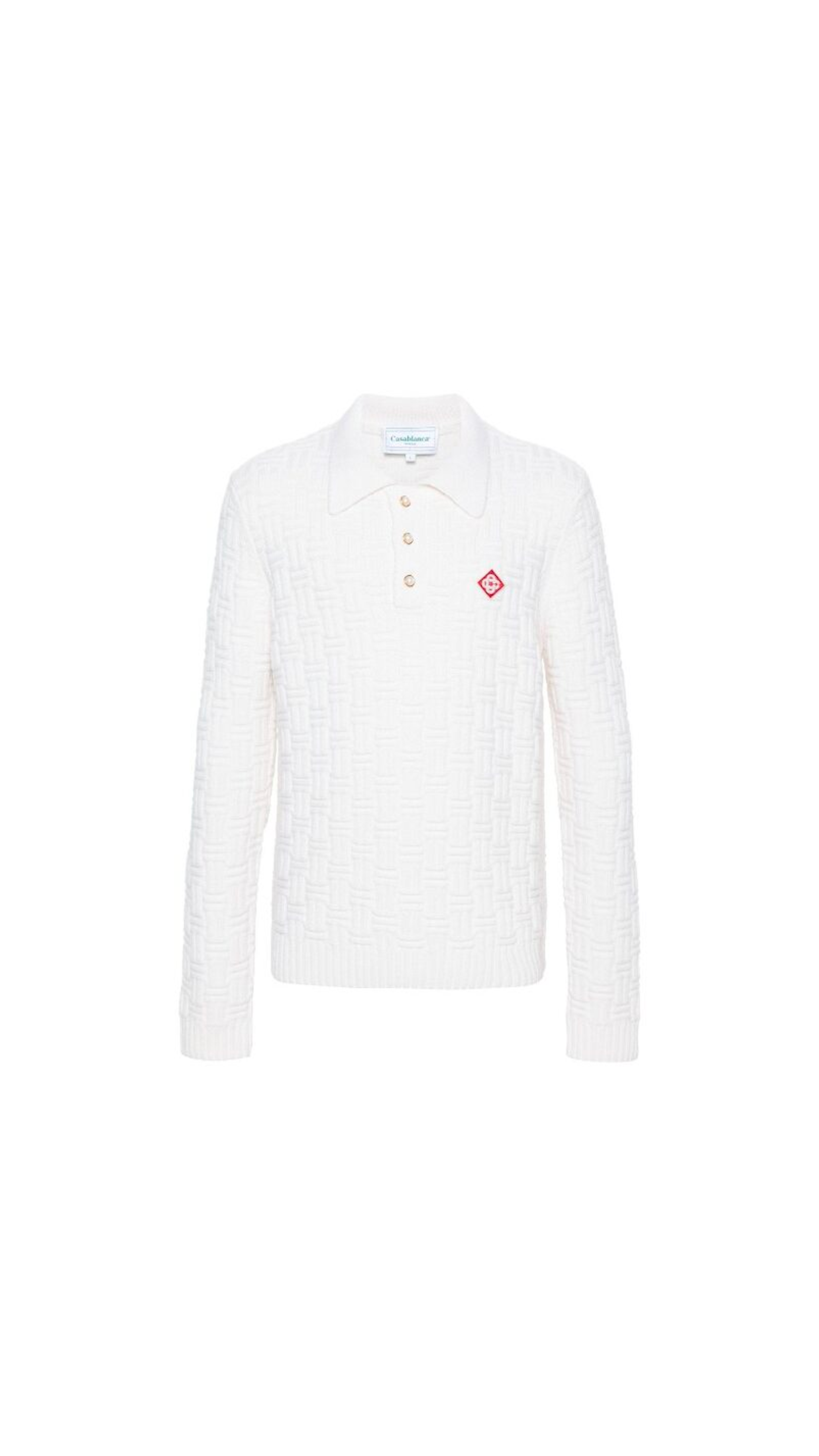 Column Stitch Polo - White