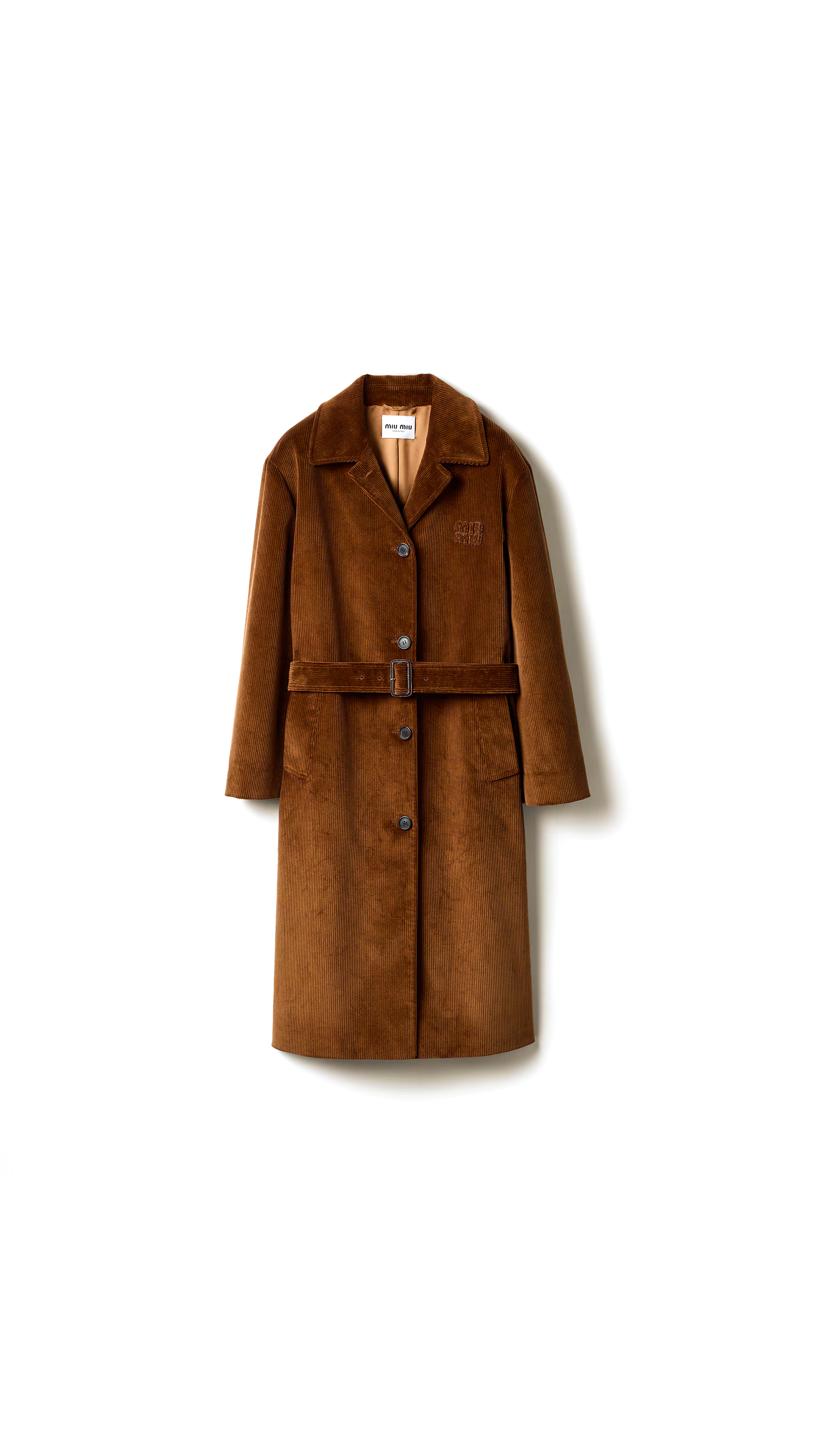 Single-Breasted Corduroy Coat - Cinnamon