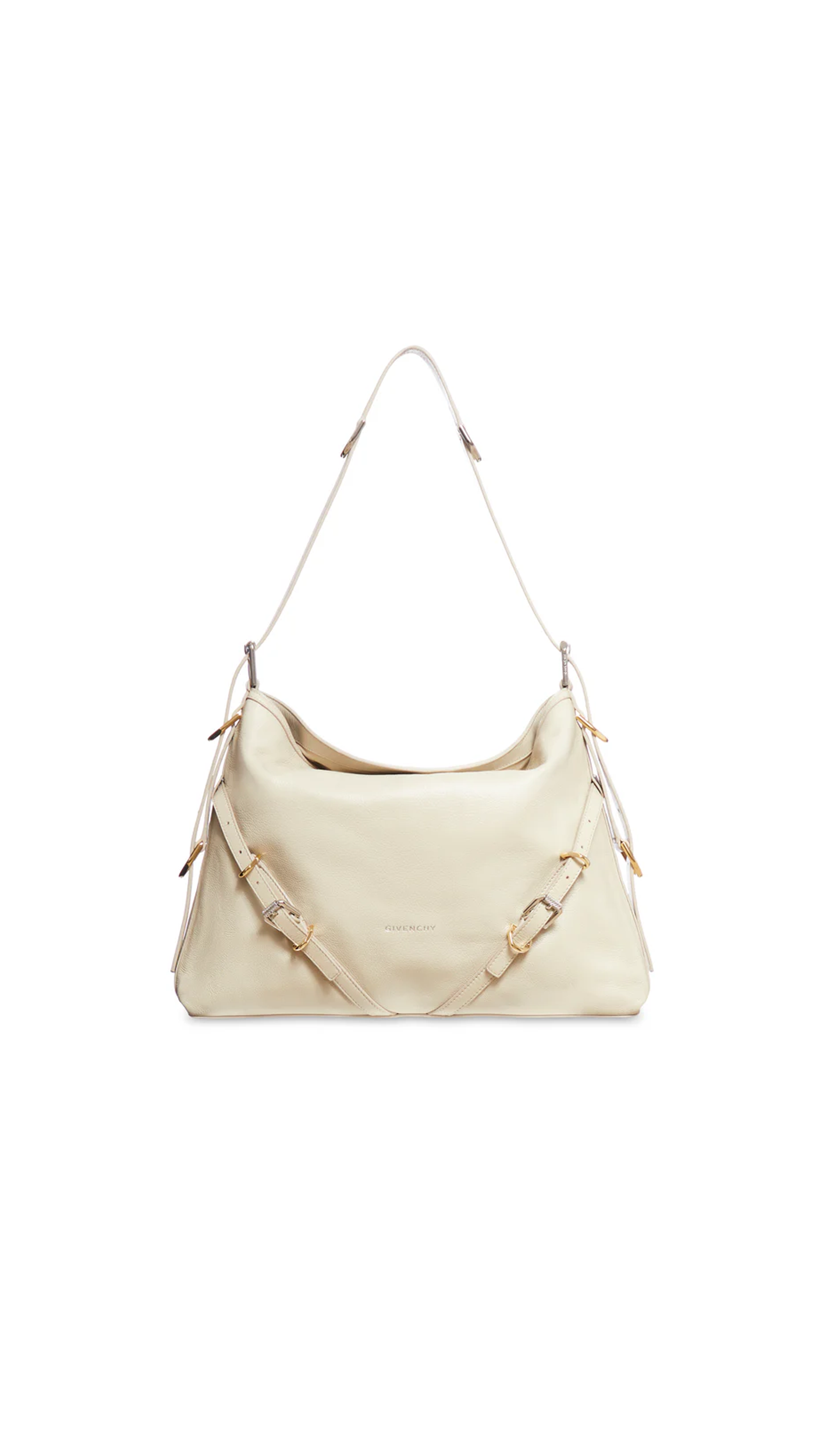 Medium Voyou Bag in Leather - Natural Beige