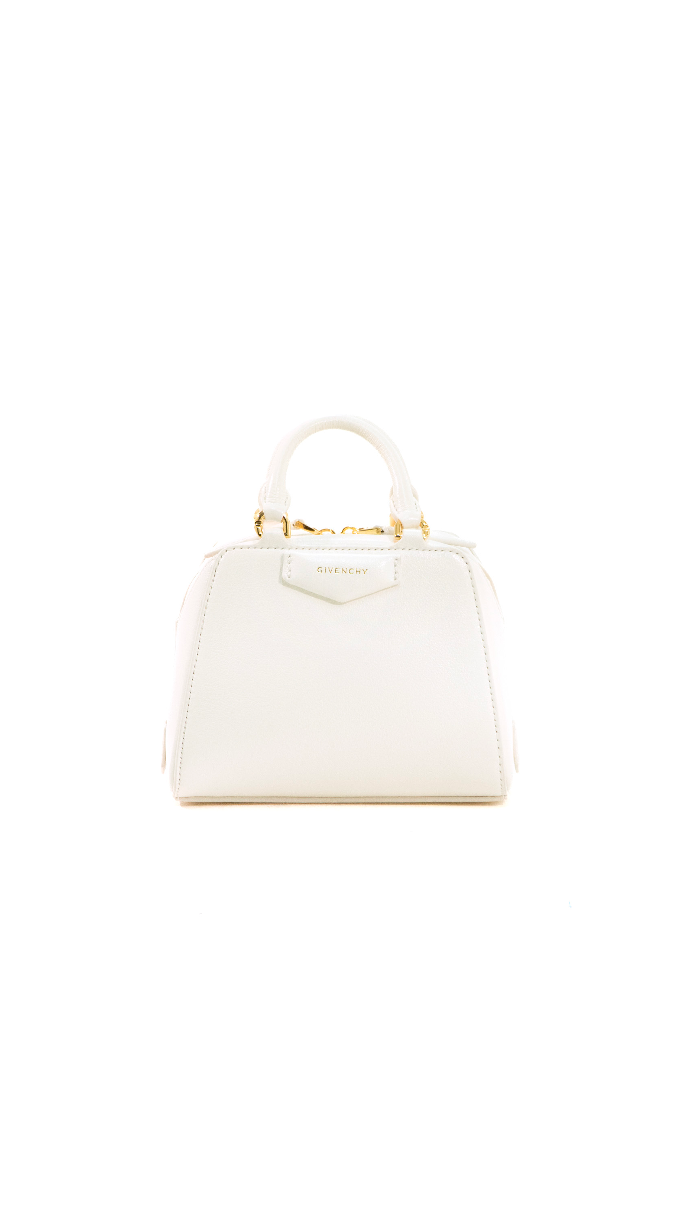 Nano Antigona Cube Bag in Leather - White