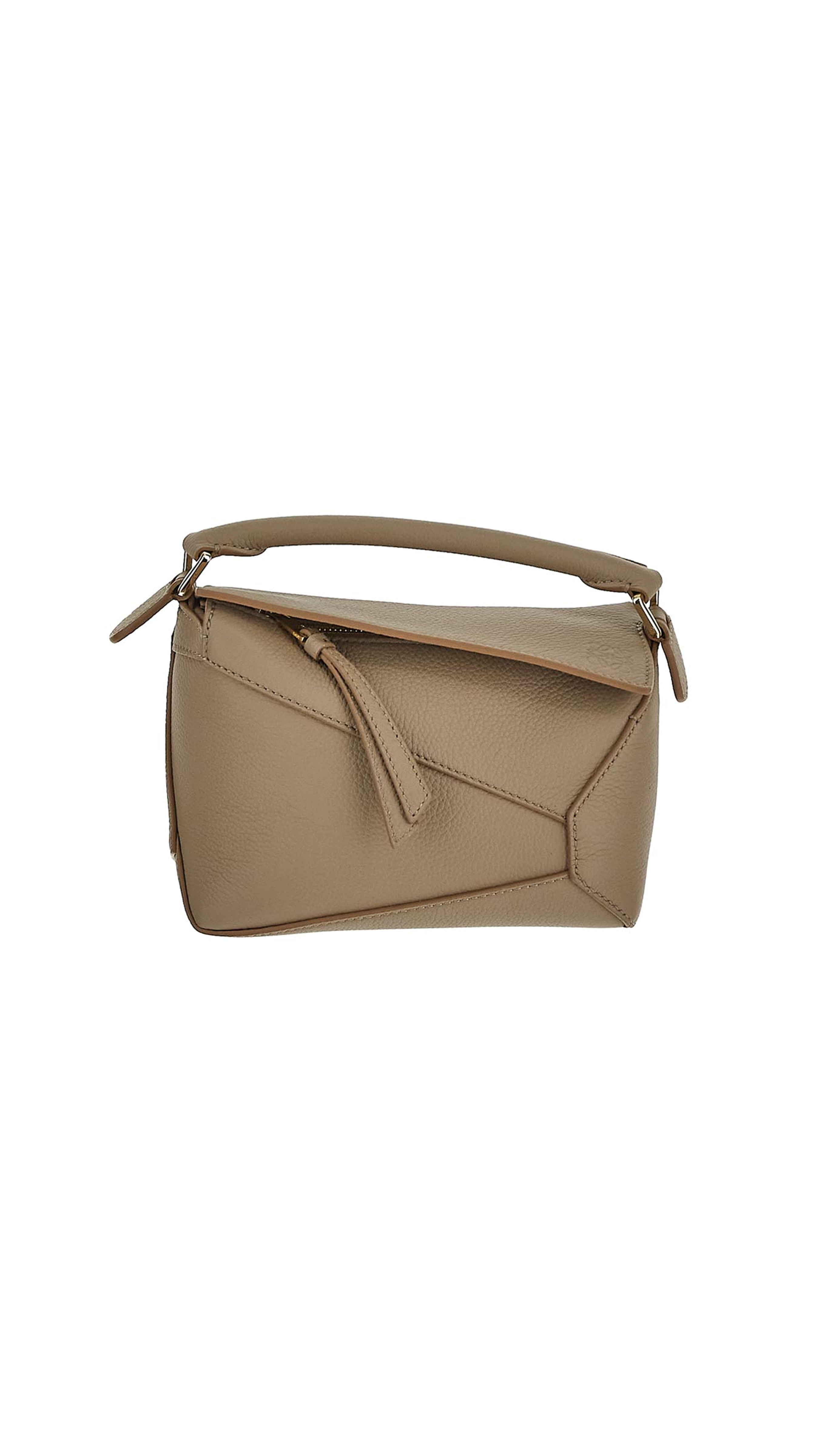 Mini Puzzle Bag in Soft Grained Calfskin - Beige