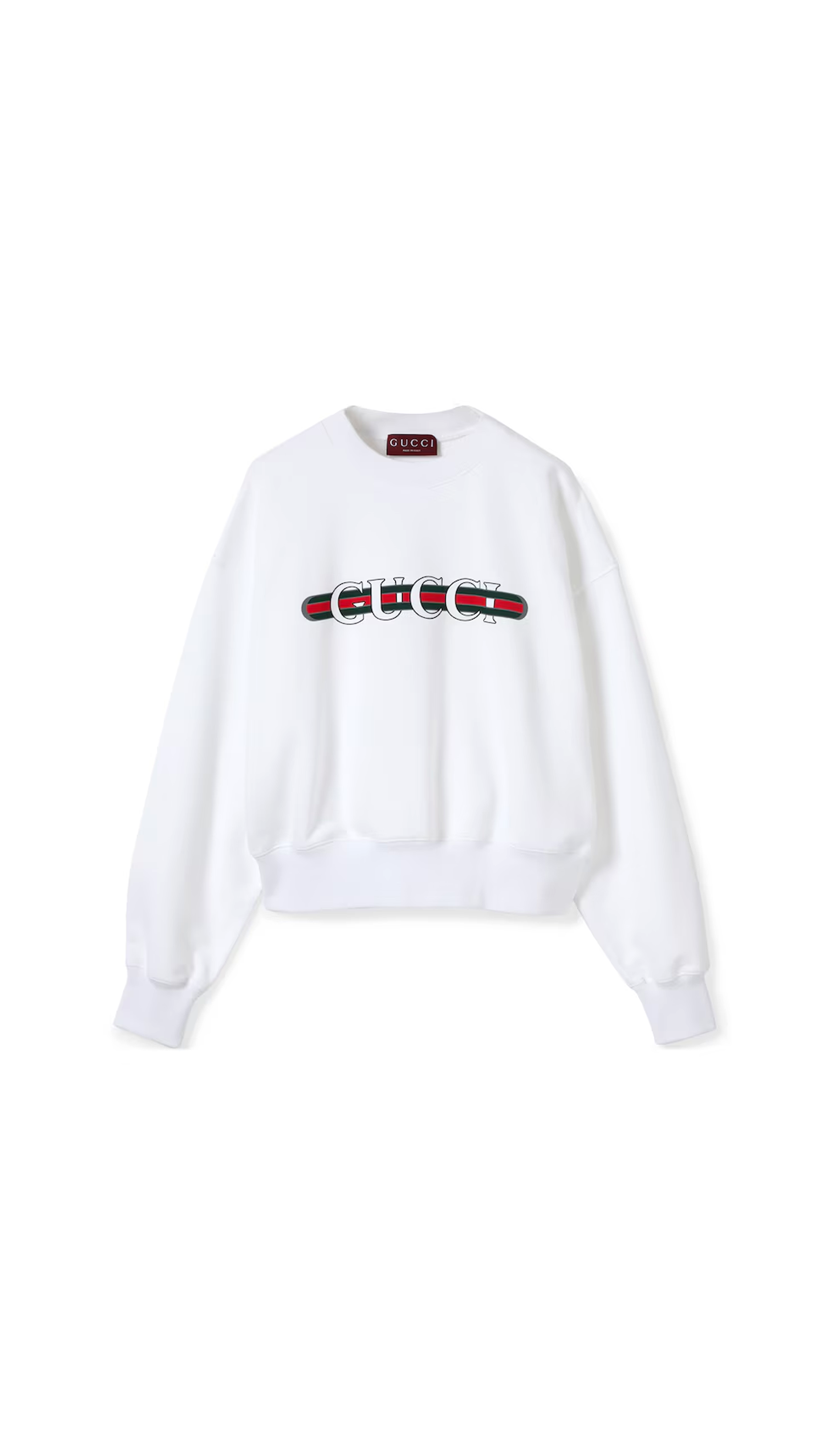 Printed Felted Cotton Jersey Sweatshirt - White