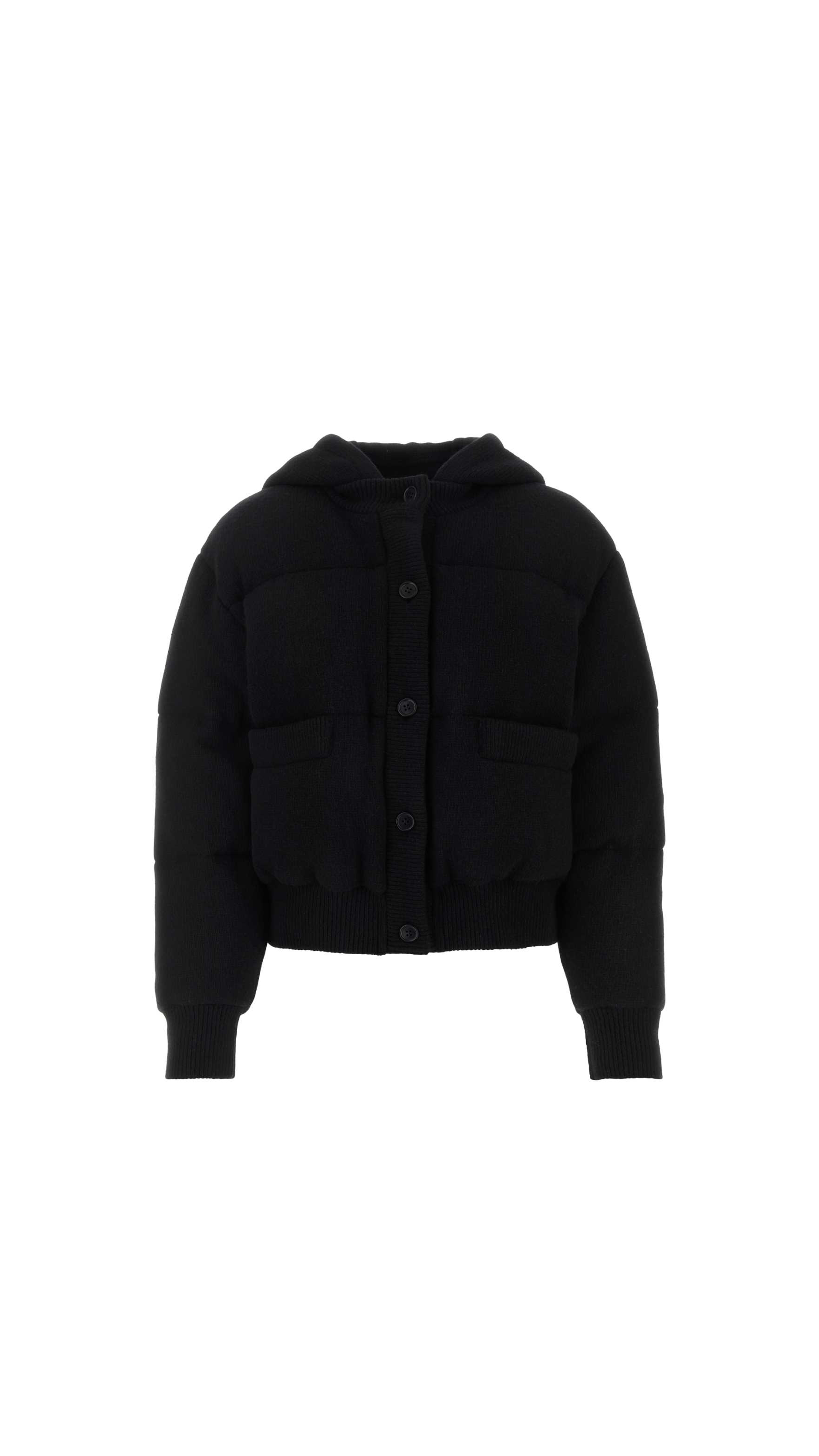 Prada Knitted Hooded Jacket - Black