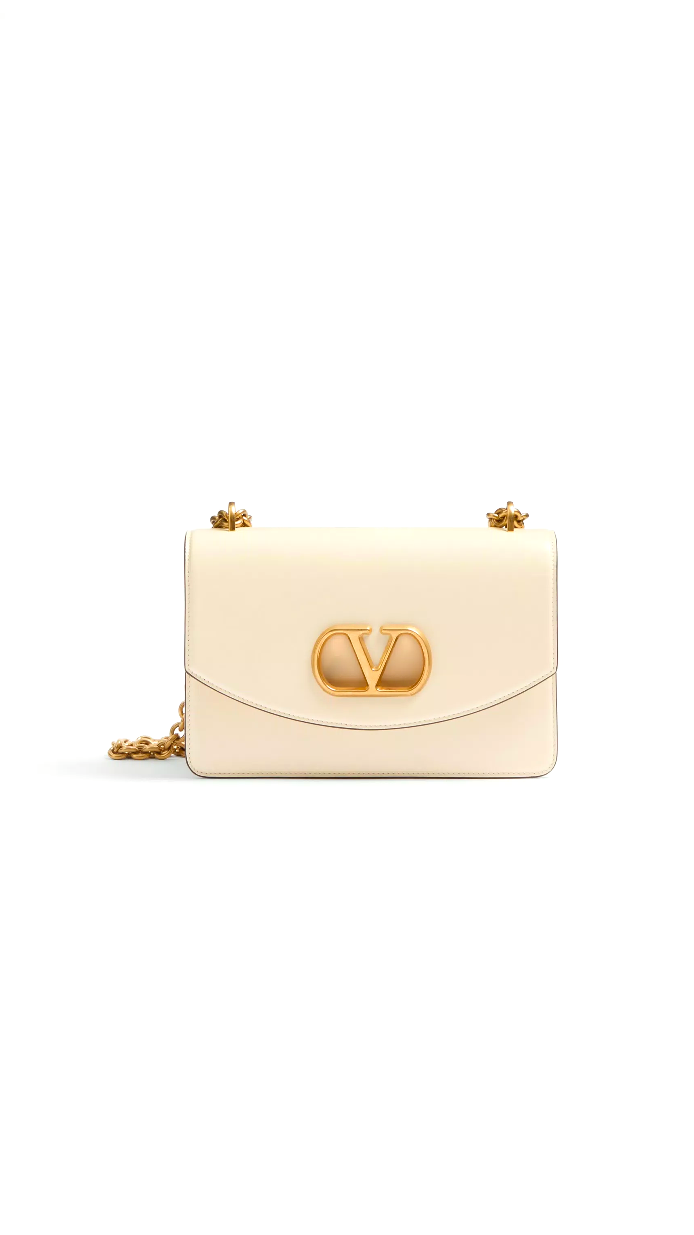 Valentino Garavani Vain Shoulder Bag In Shiny Calfskin - Ivory