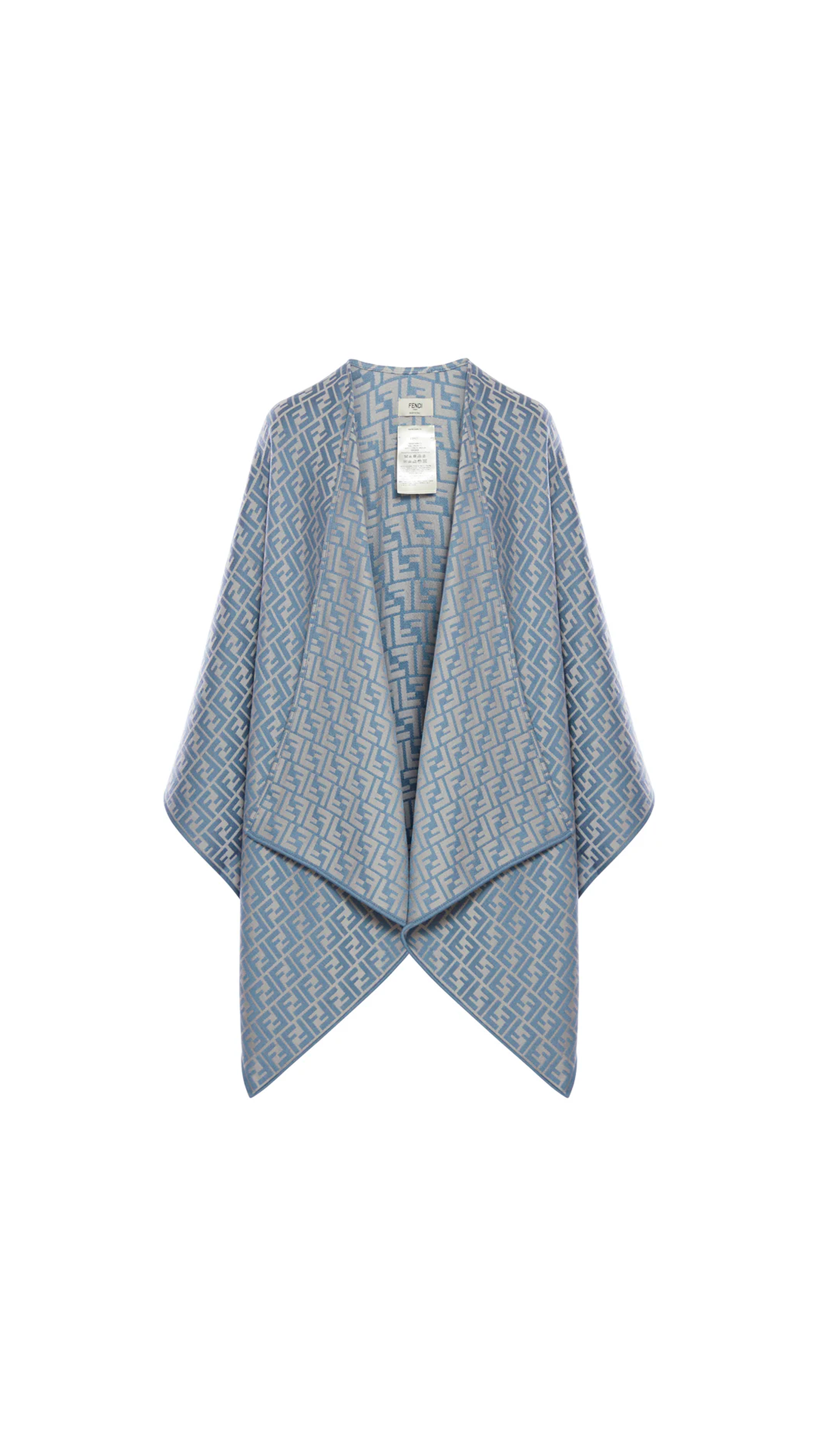 Wool and Silk Poncho - Blue