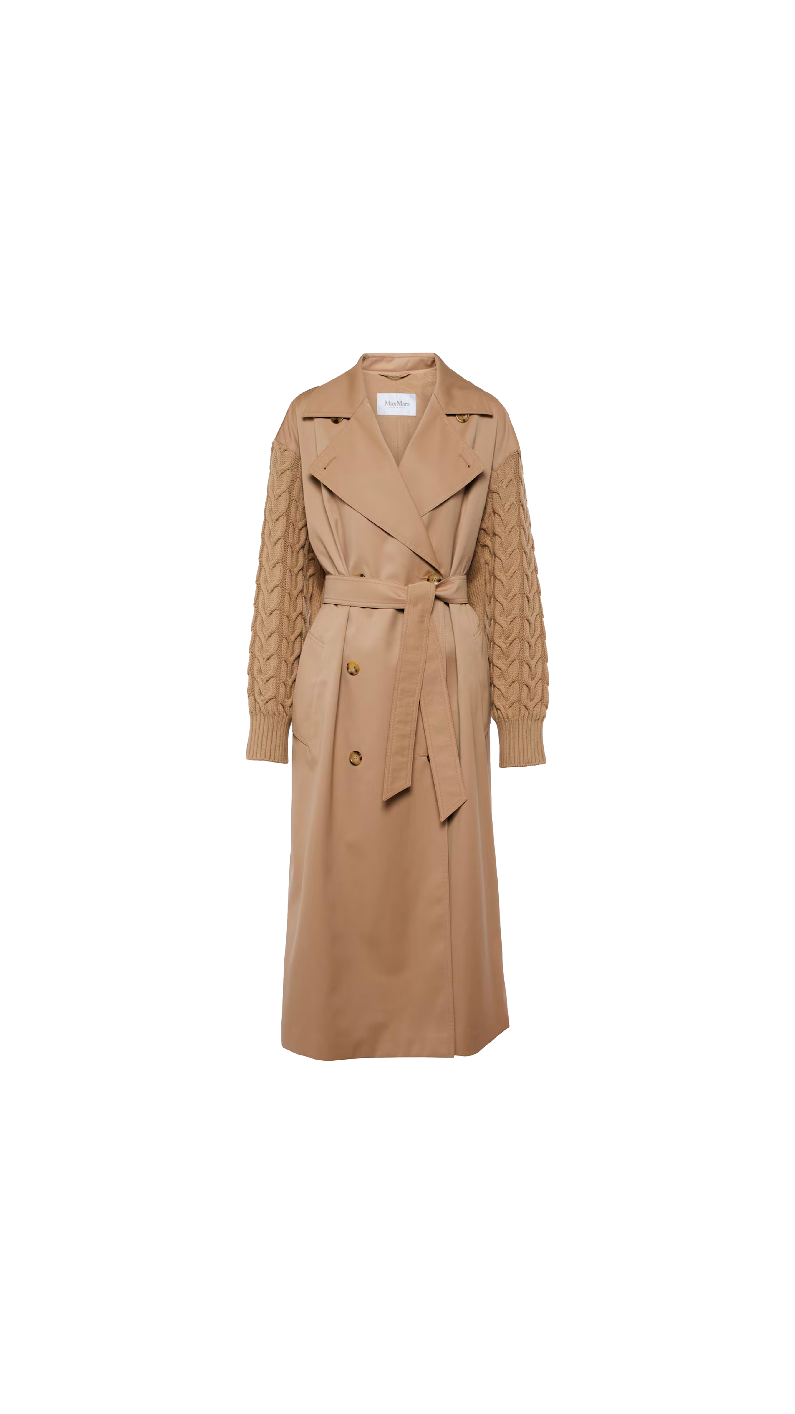 Water-repellent Gabardine Trench Coat - Camel