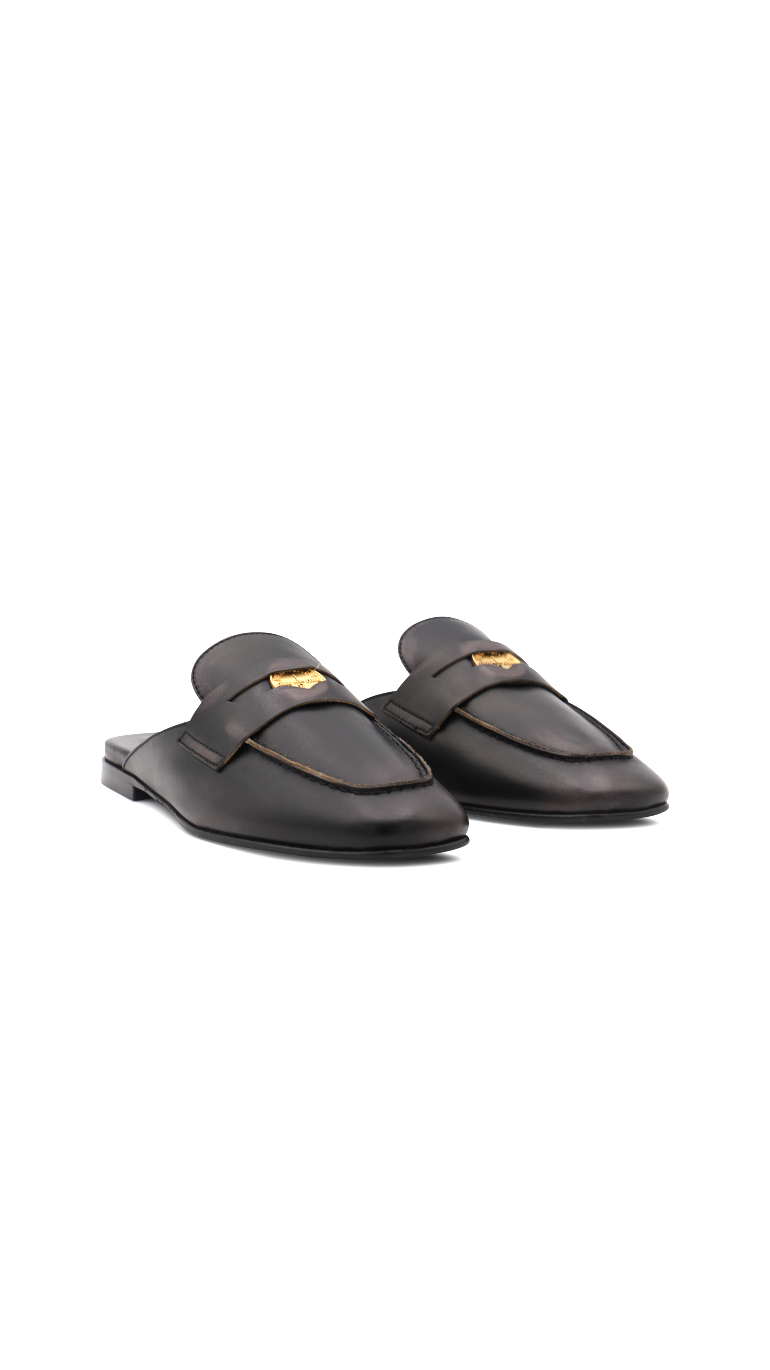 Penny Leather Slippers - Black