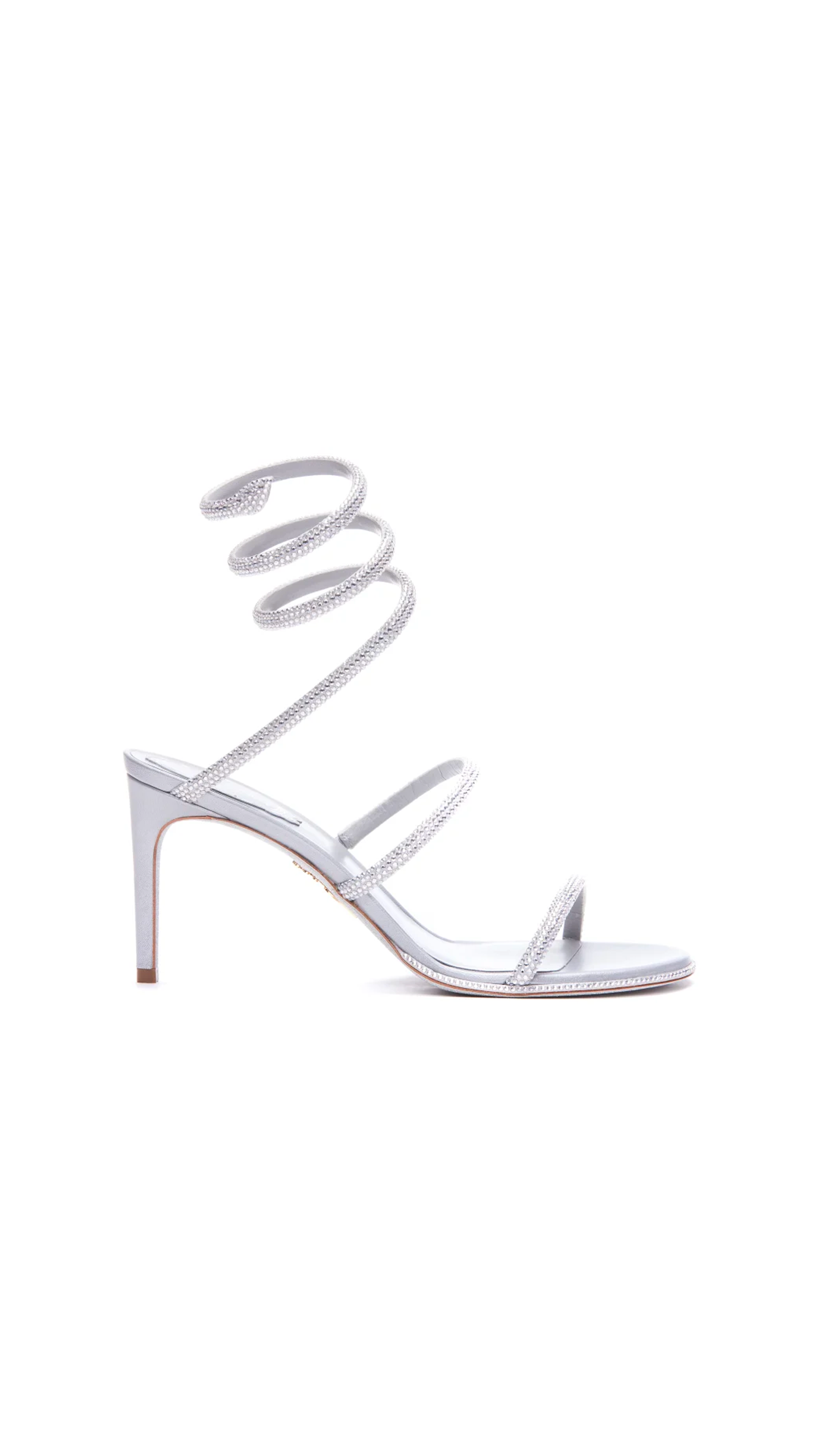 Cleo Sandals in Satin 80mm - Silver