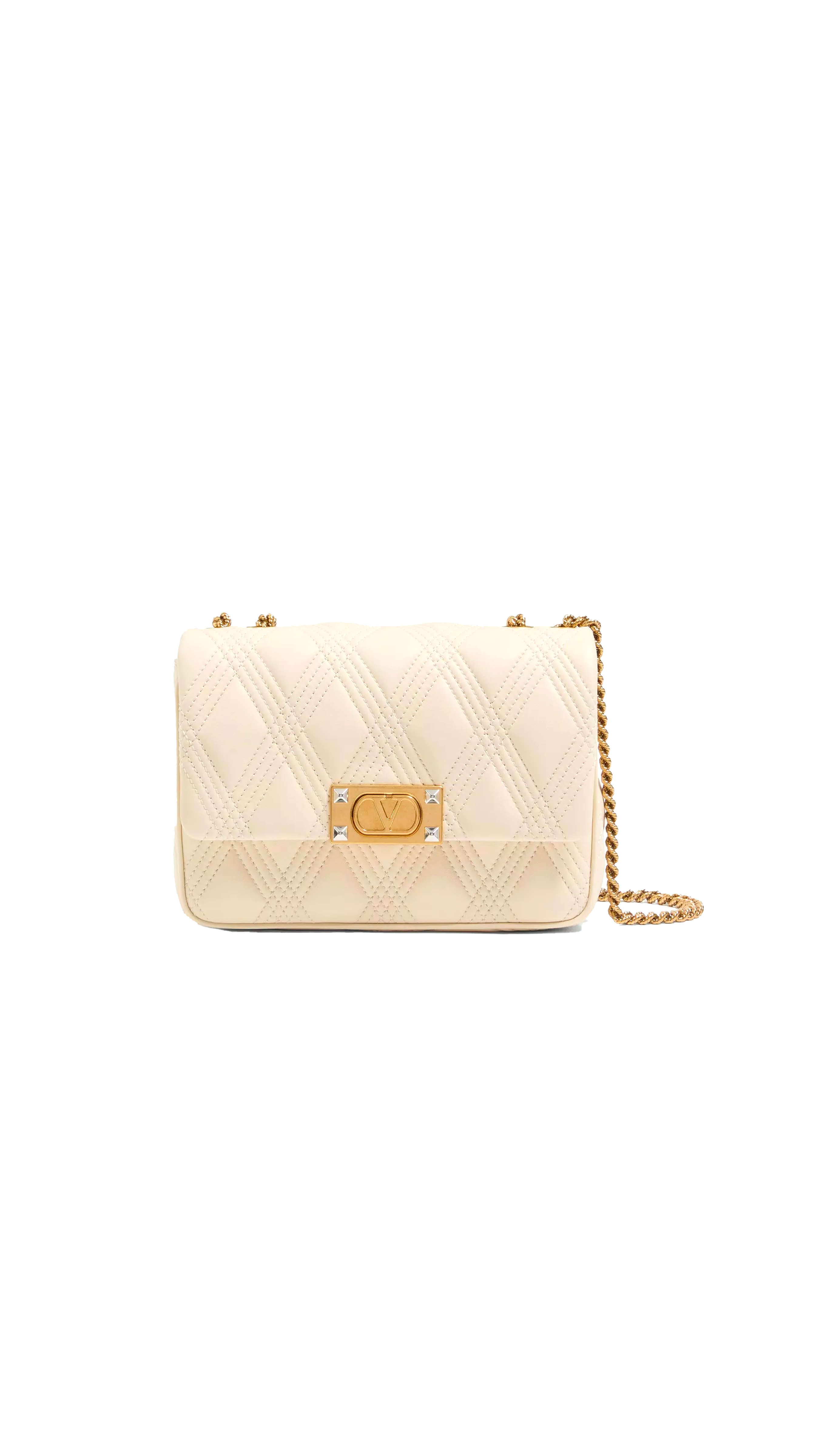 Valentino Garavani Quiltie 67 Medium Shoulder Bag In Quilted Nappa Leather - Ivory