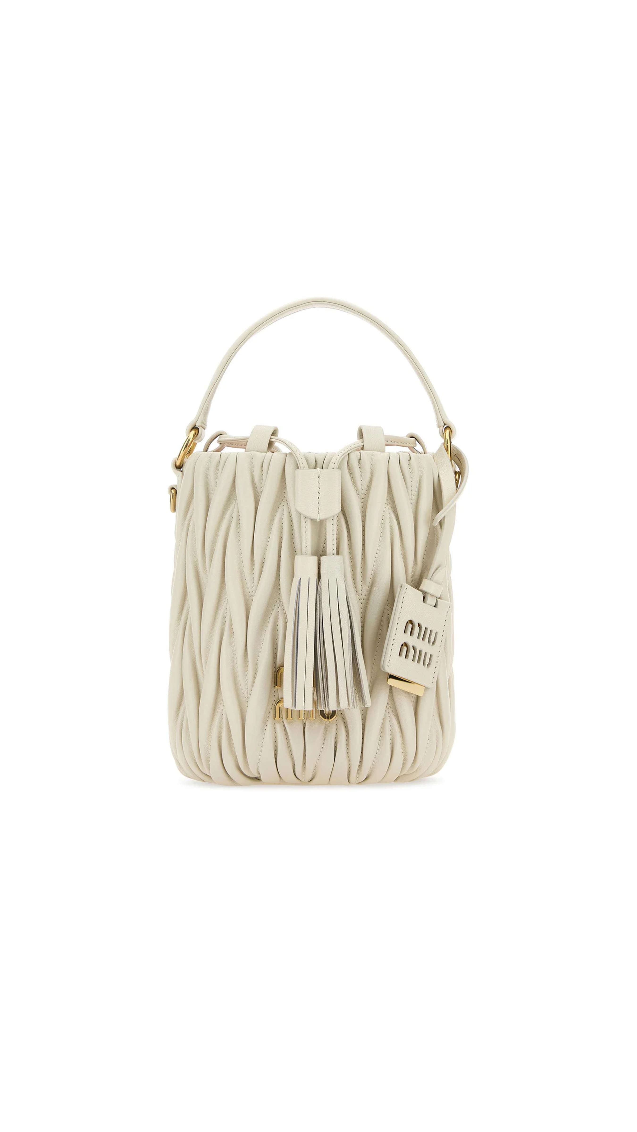 Matelassé Nappa Leather Bucket Bag - White