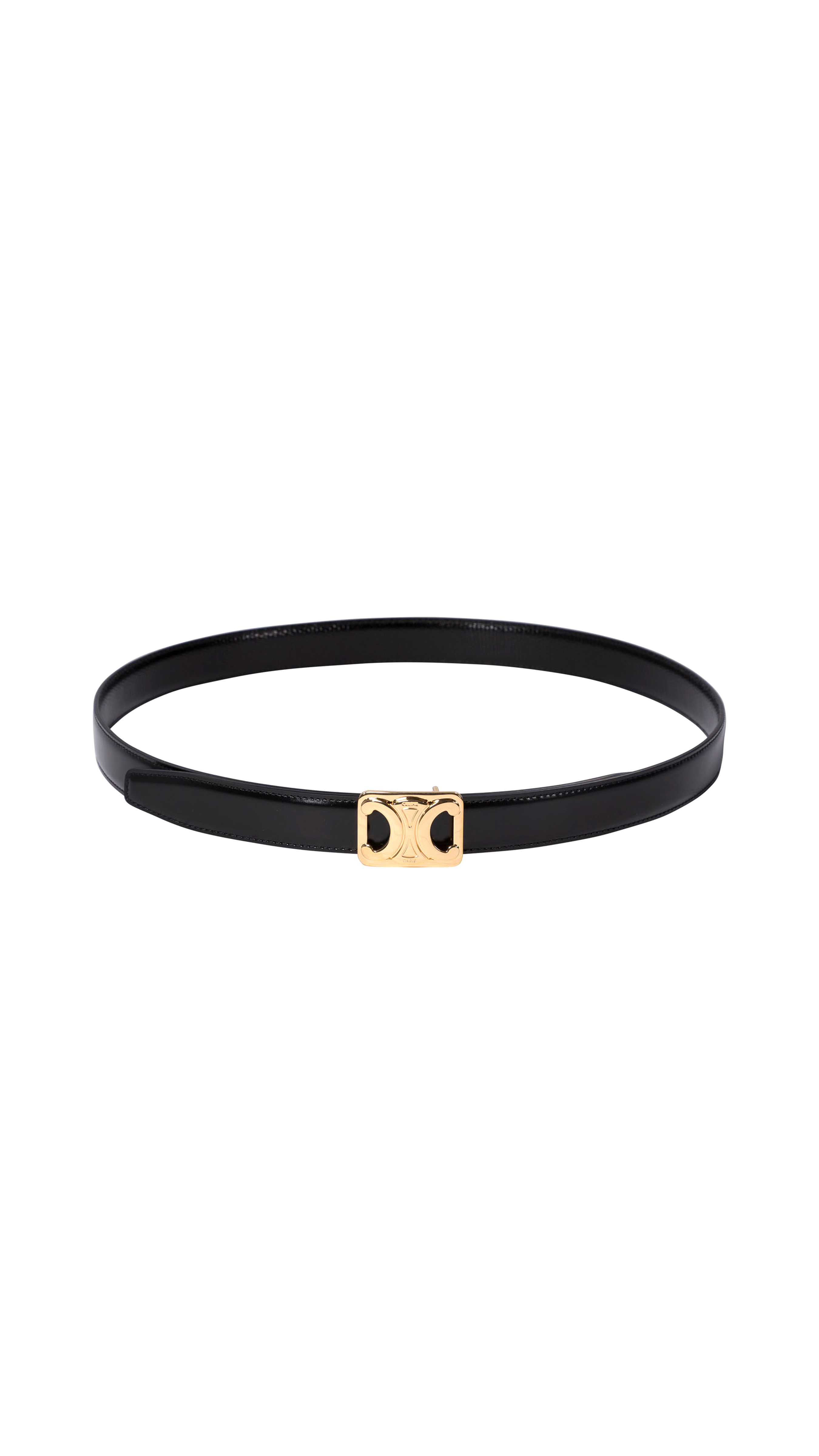 Medium Reversible Framed Triomphe Belt in Taurillon and Lizard Embossed Calfskin - Black