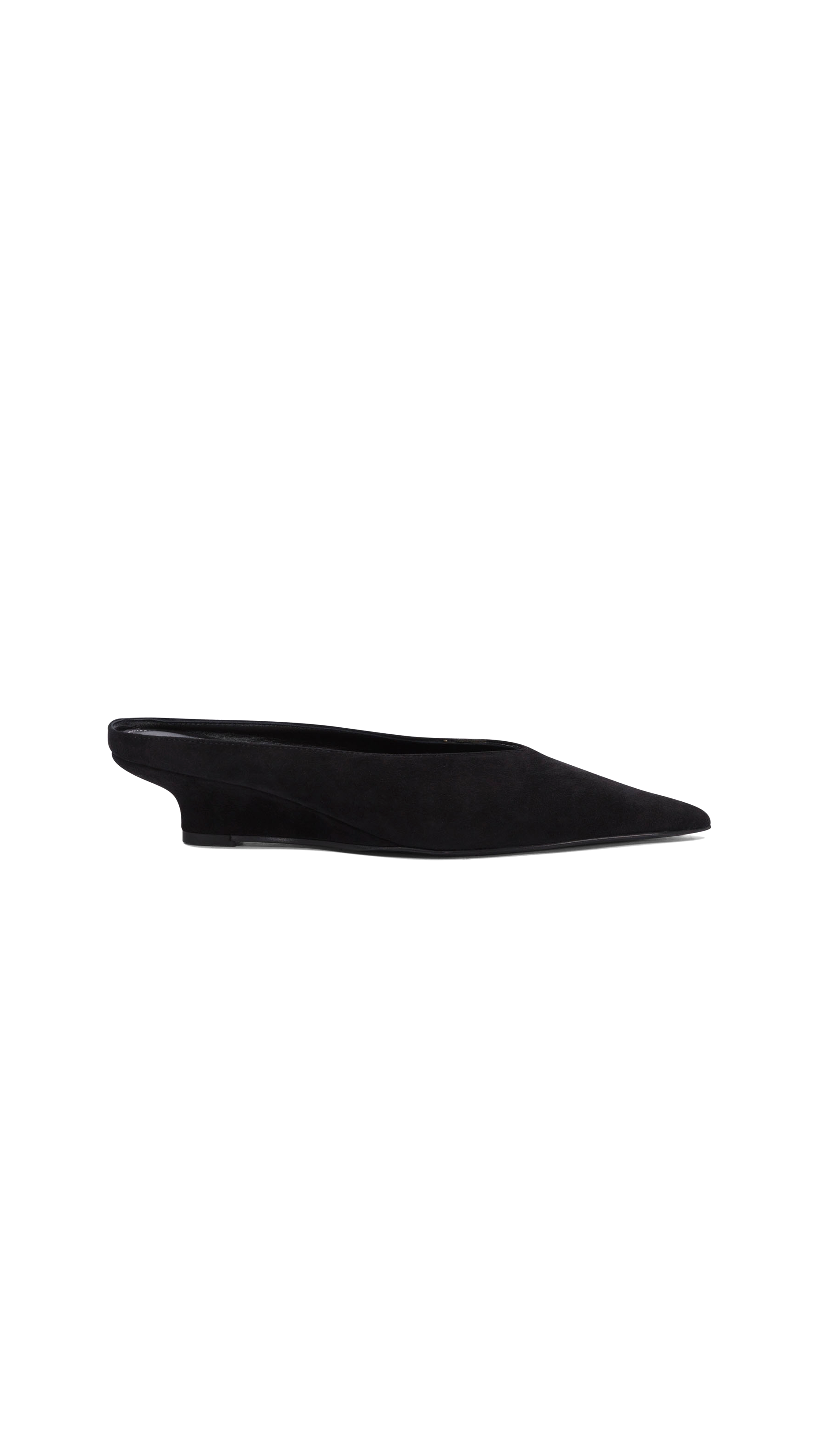 Sharp Suede Wedge Mules - Black