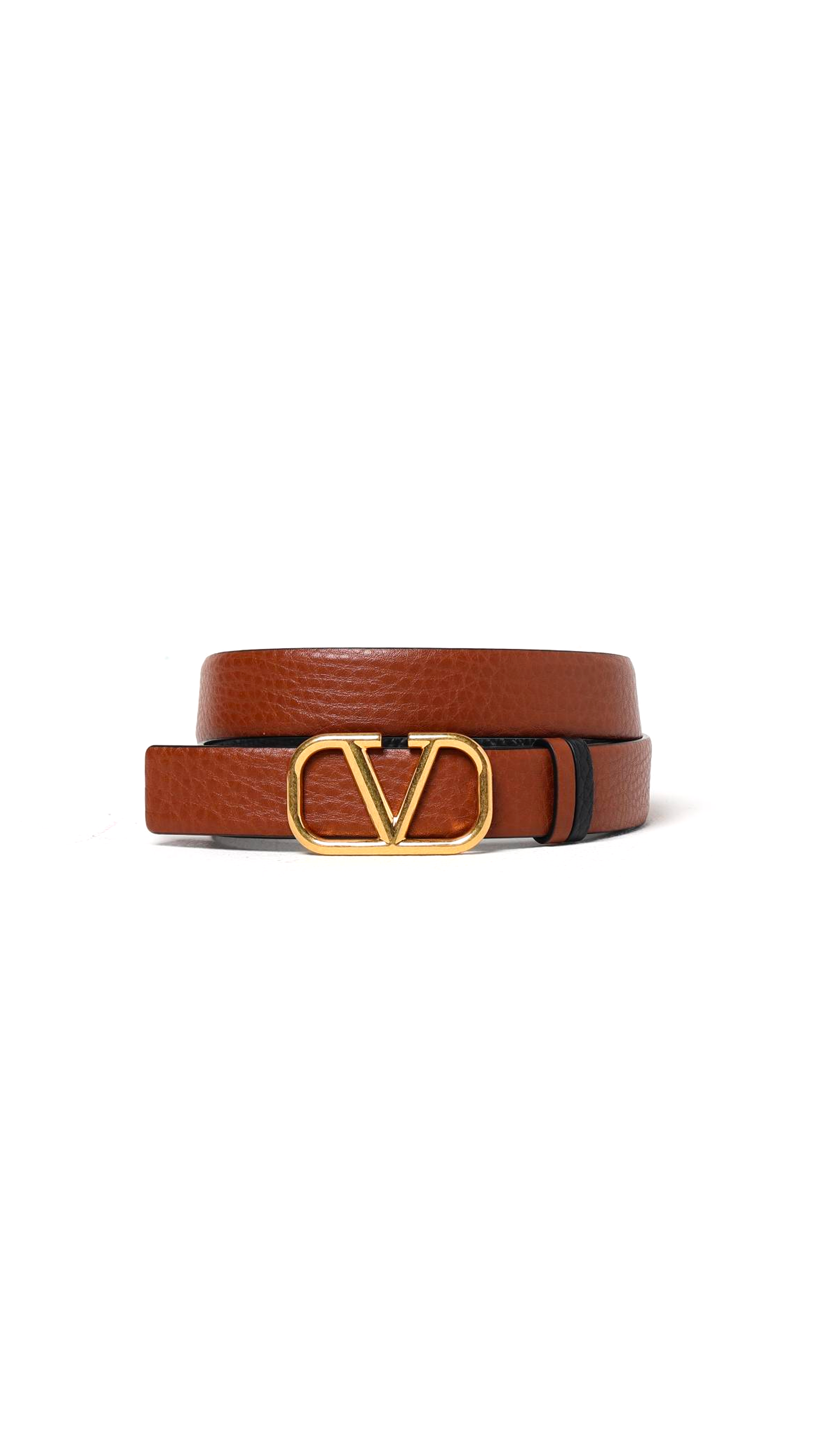 VLogo Reversible Leather Belt - Brown/Black