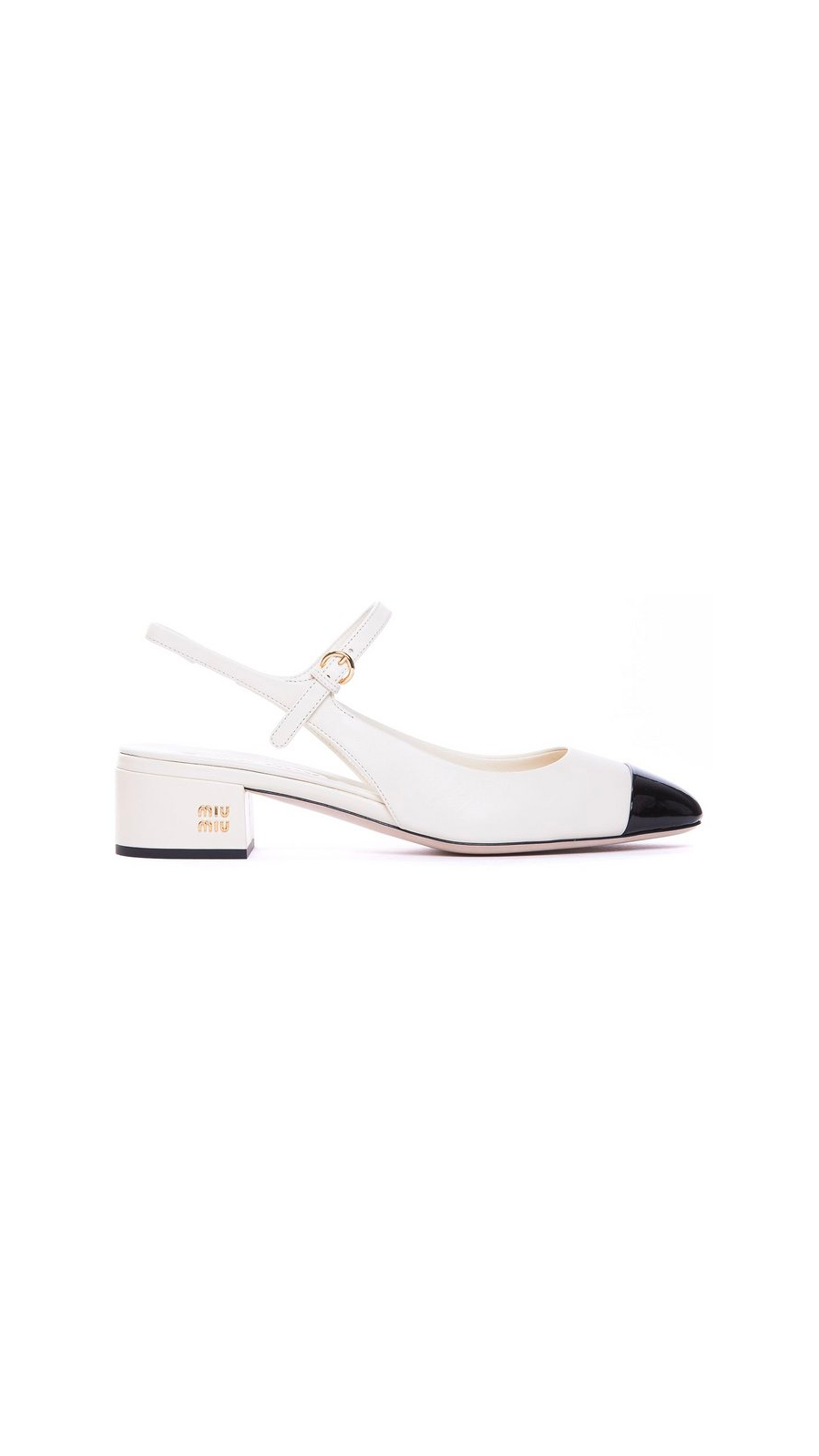 Two-tone Leather Pumps - White/Black