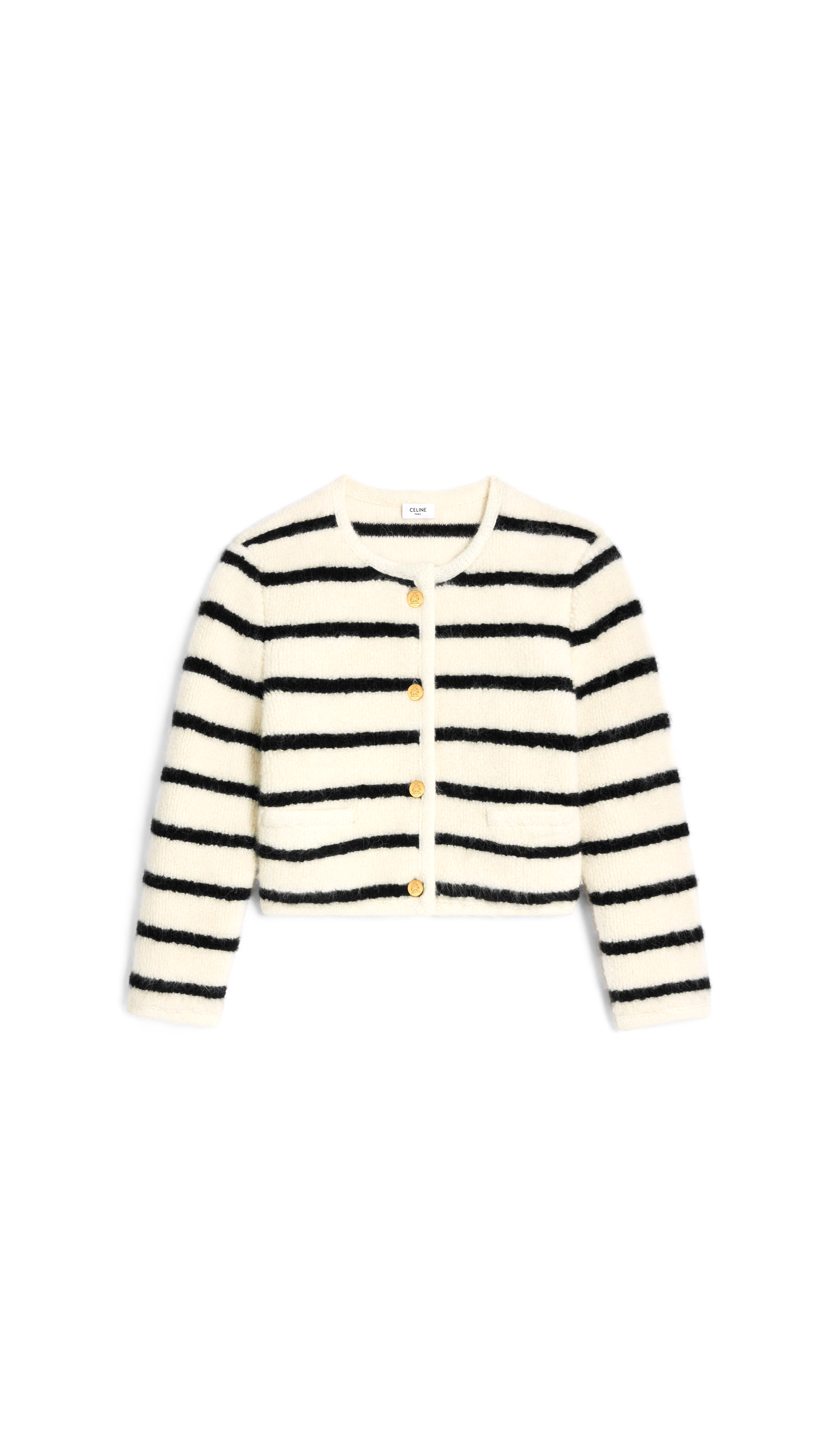 Marinière Cardigan Jacket In Wool - White/Black