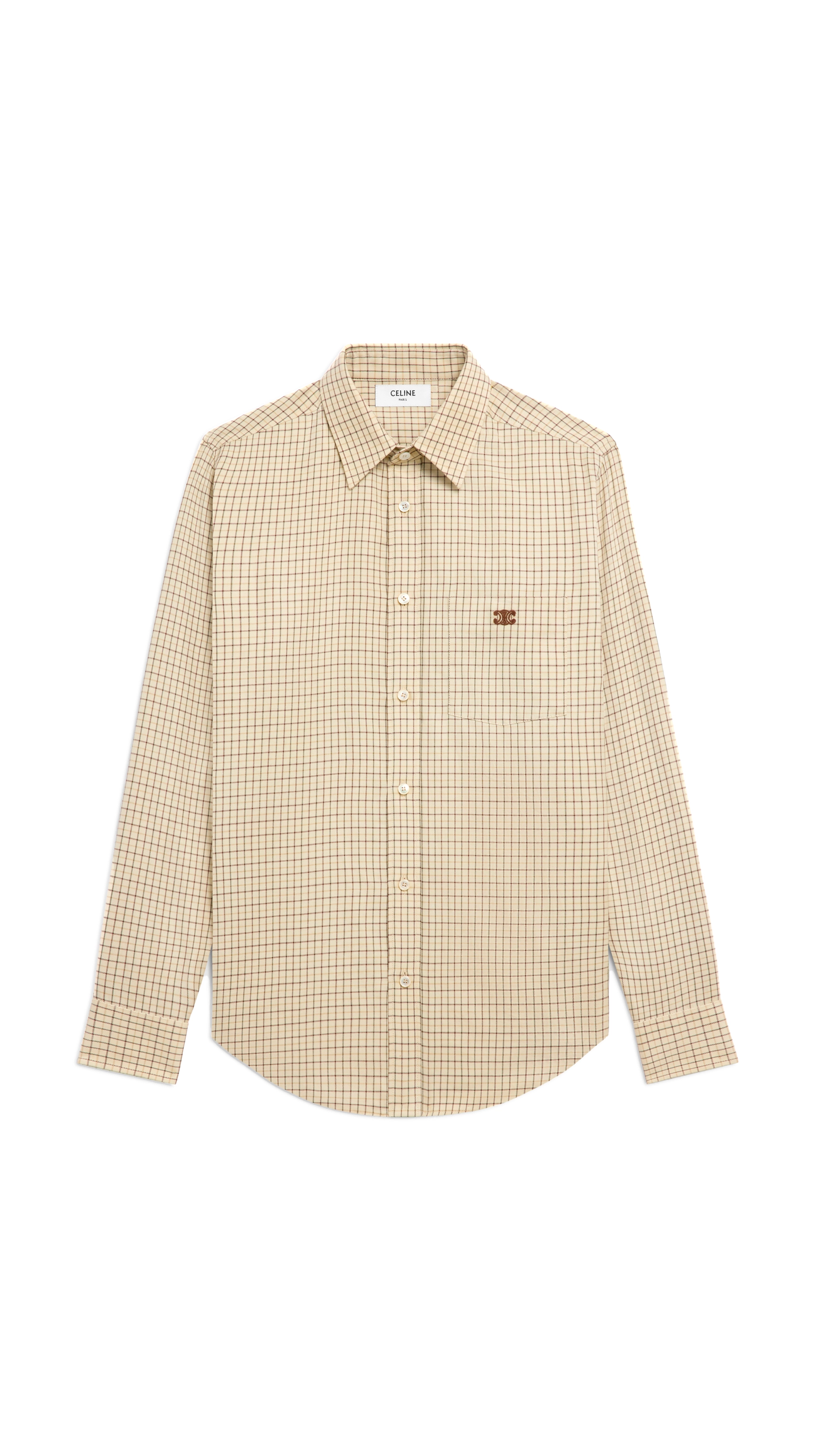 Loose Shirt in Checked Cotton - Beige/Camel/Maroon