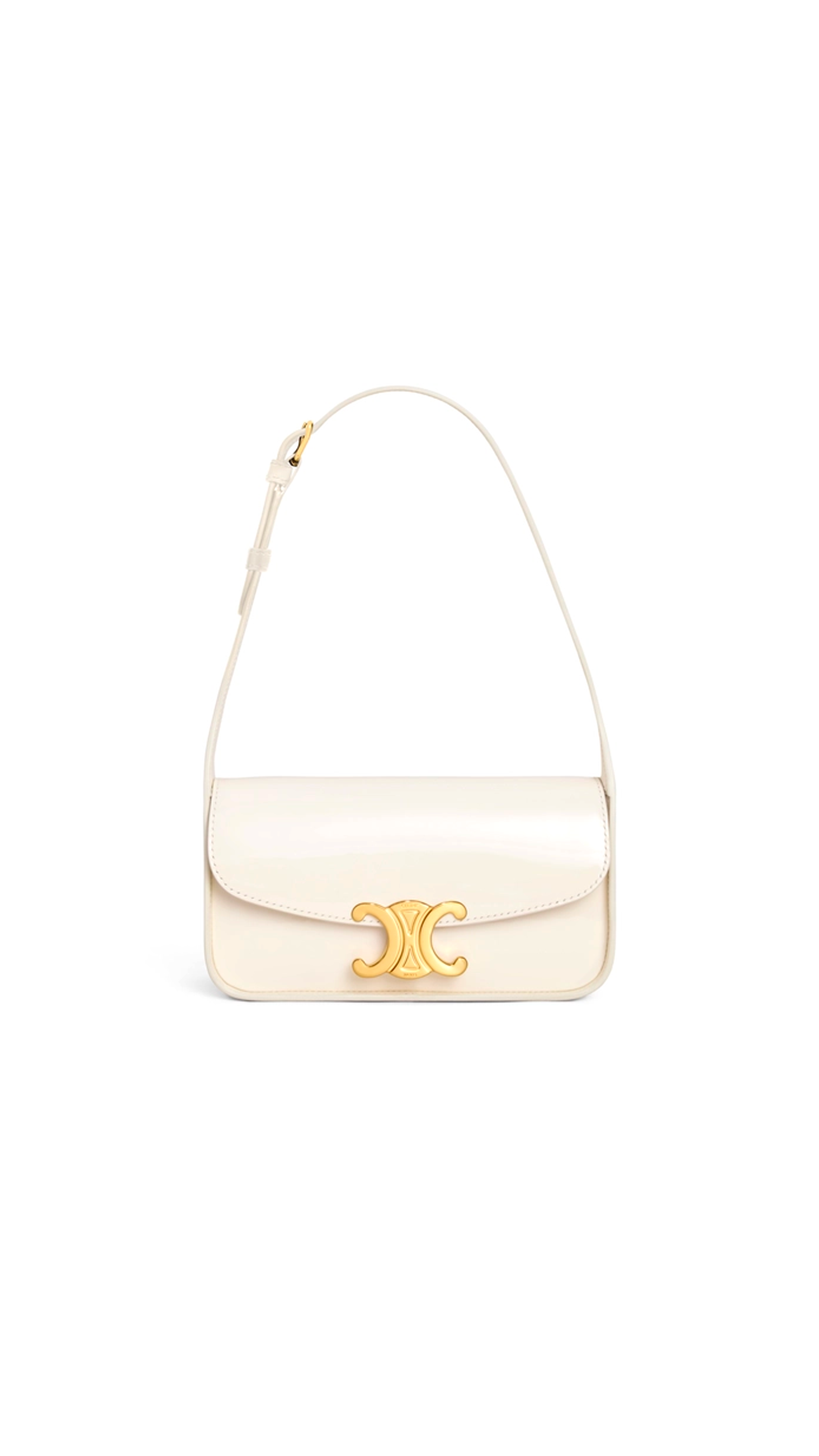 Shoulder Bag Terrence in Patent Calfskin - White Cotton