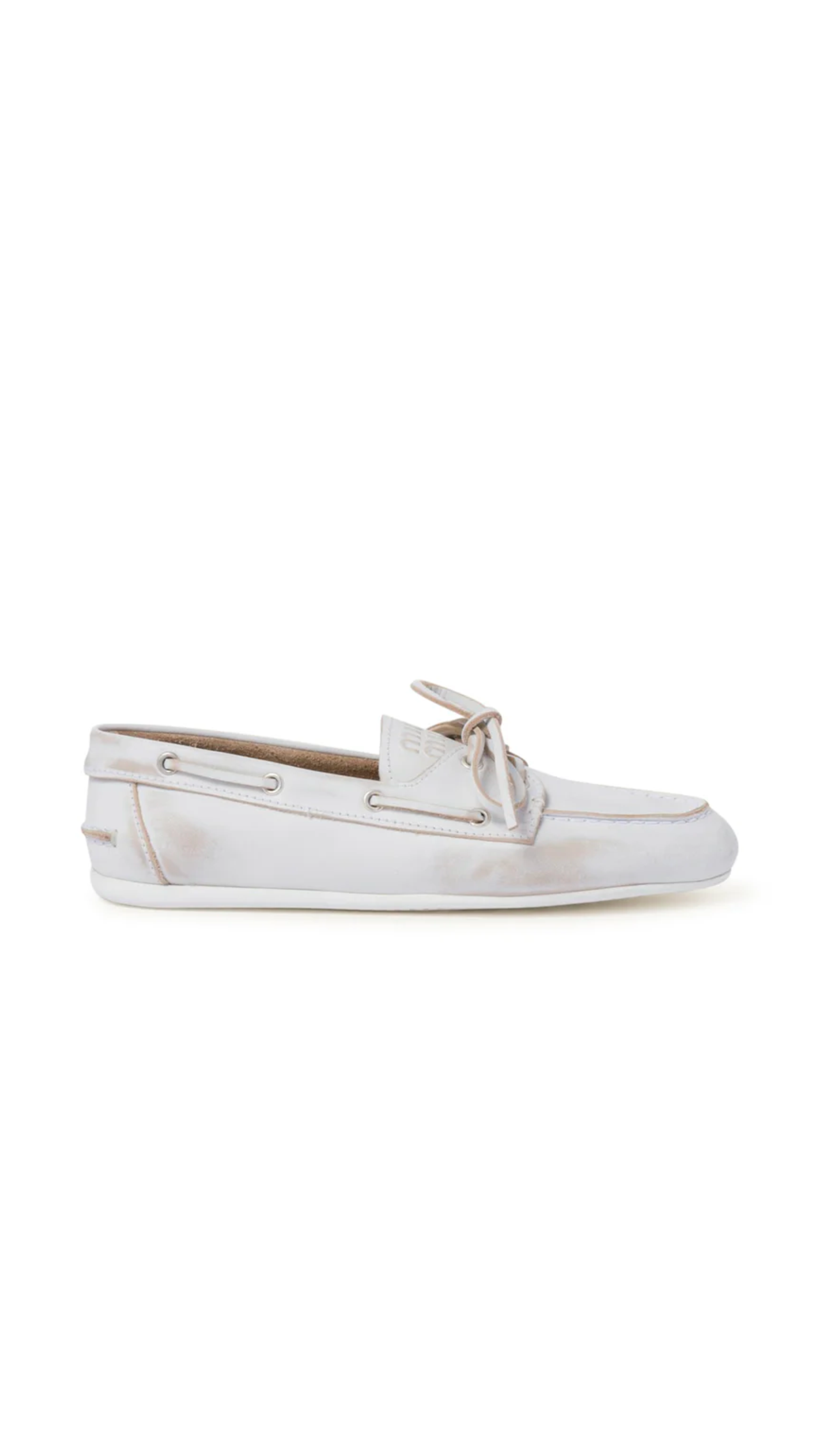 Unlined Bleached Leather Loafers - White