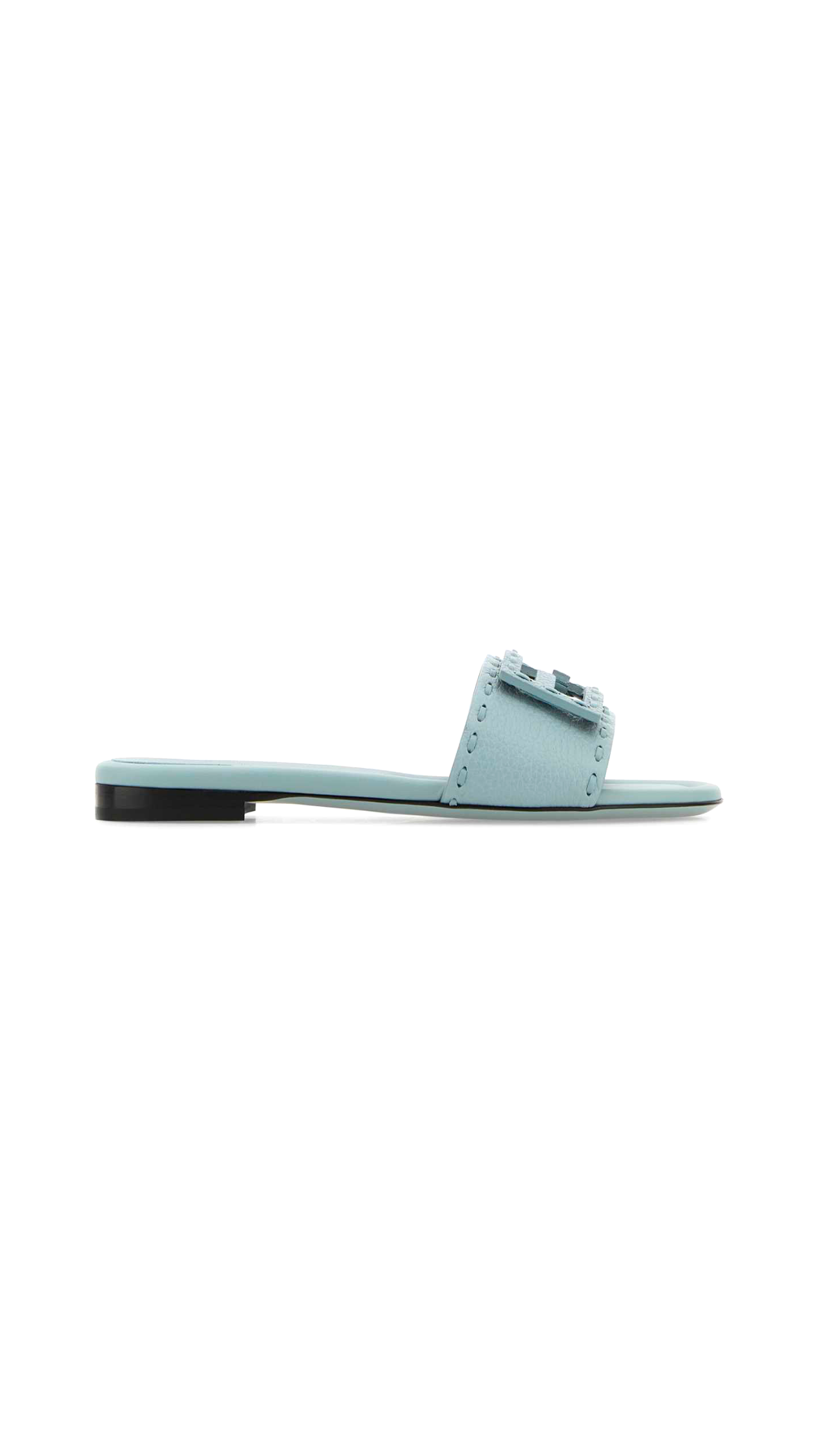 Baguette Leather Slides - Baby Blue