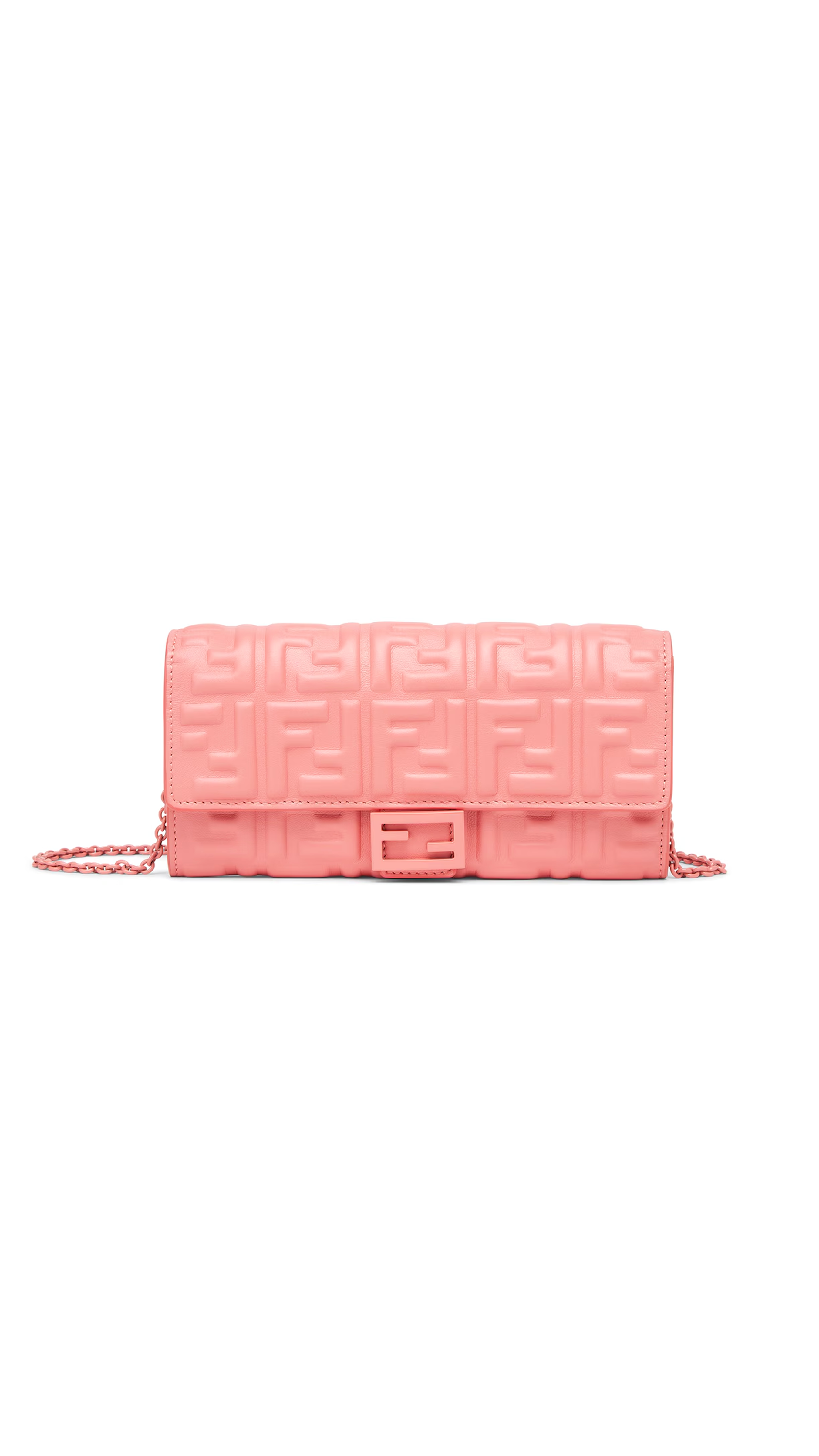 Baguette Continental Wallet with Chain - Pink