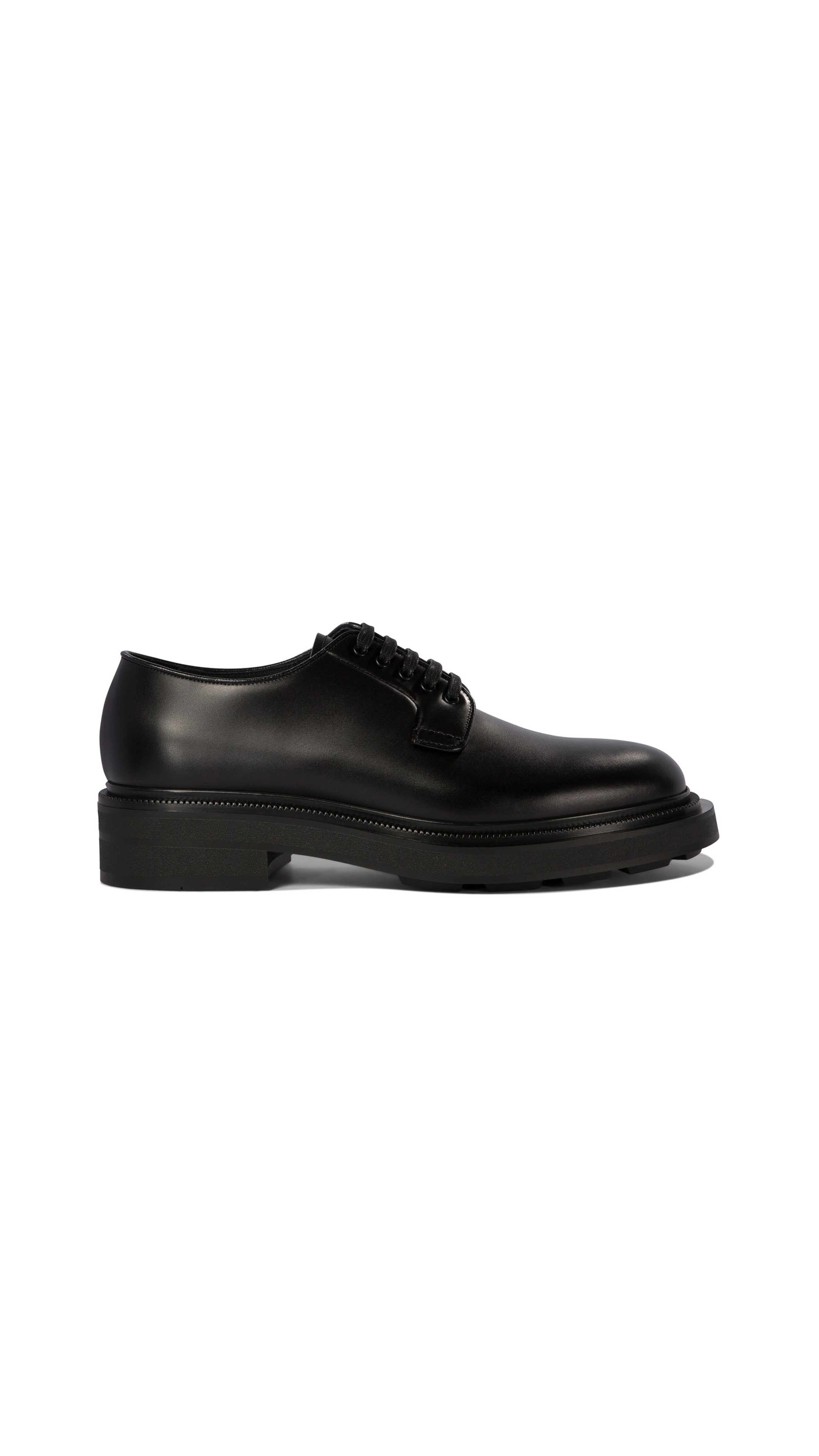 Brushed Leather Derby Shoes - Black