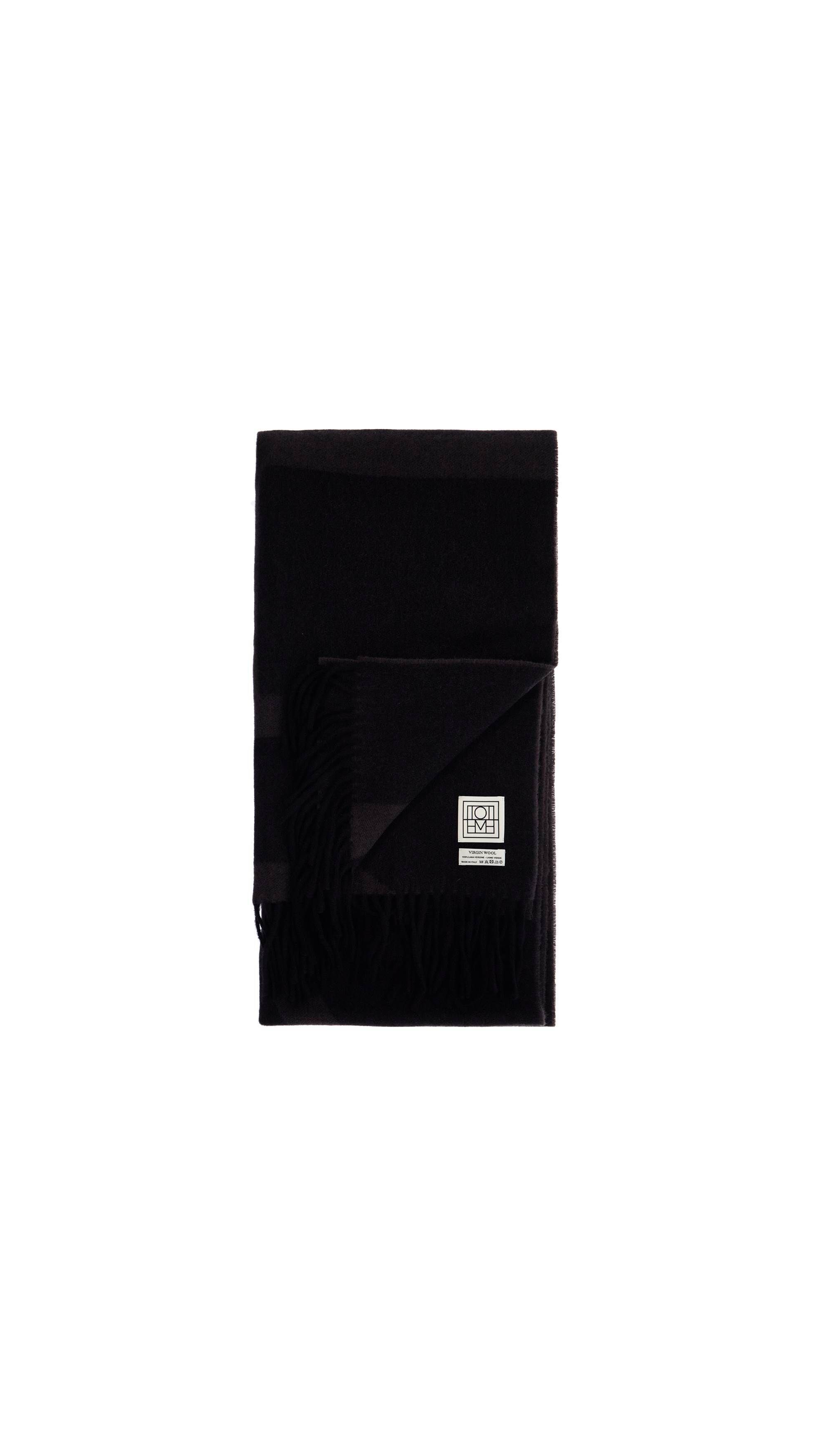 Melange Monogram Jacquard Wool Scarf - Black