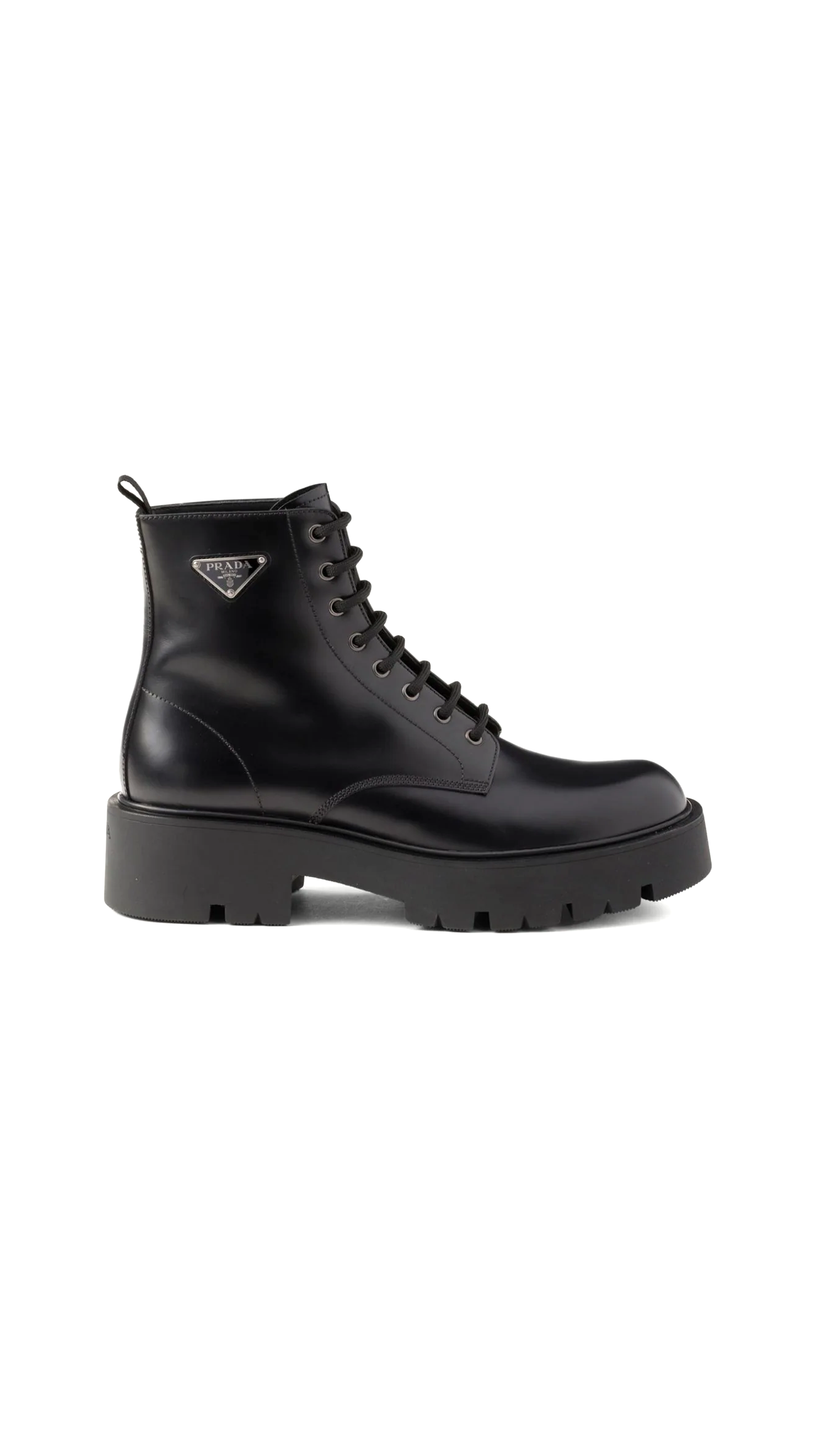 Rois Logo Plaque Leather Combat Boots - Black