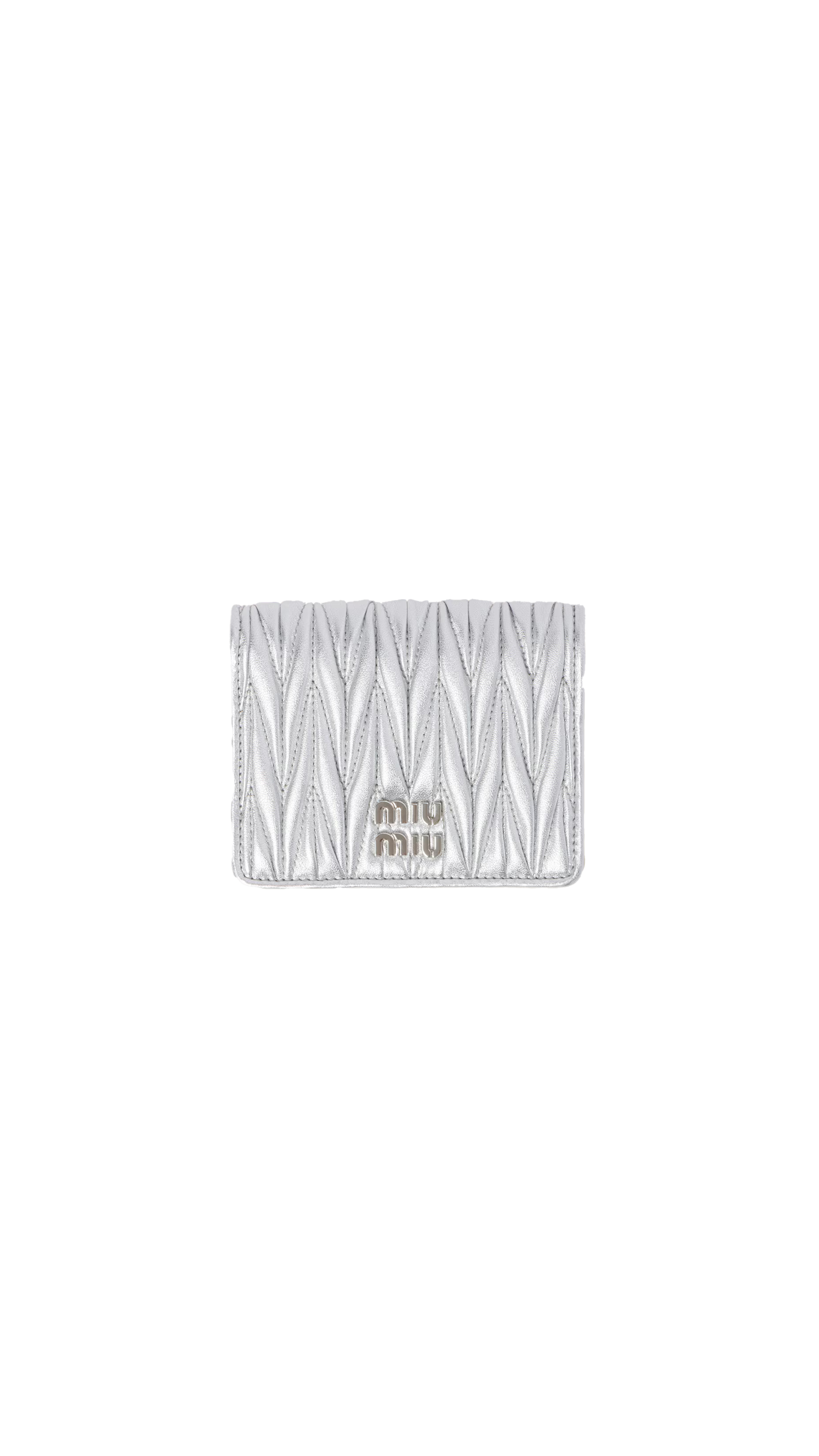 Small Matelassé Nappa Leather Wallet - Silver