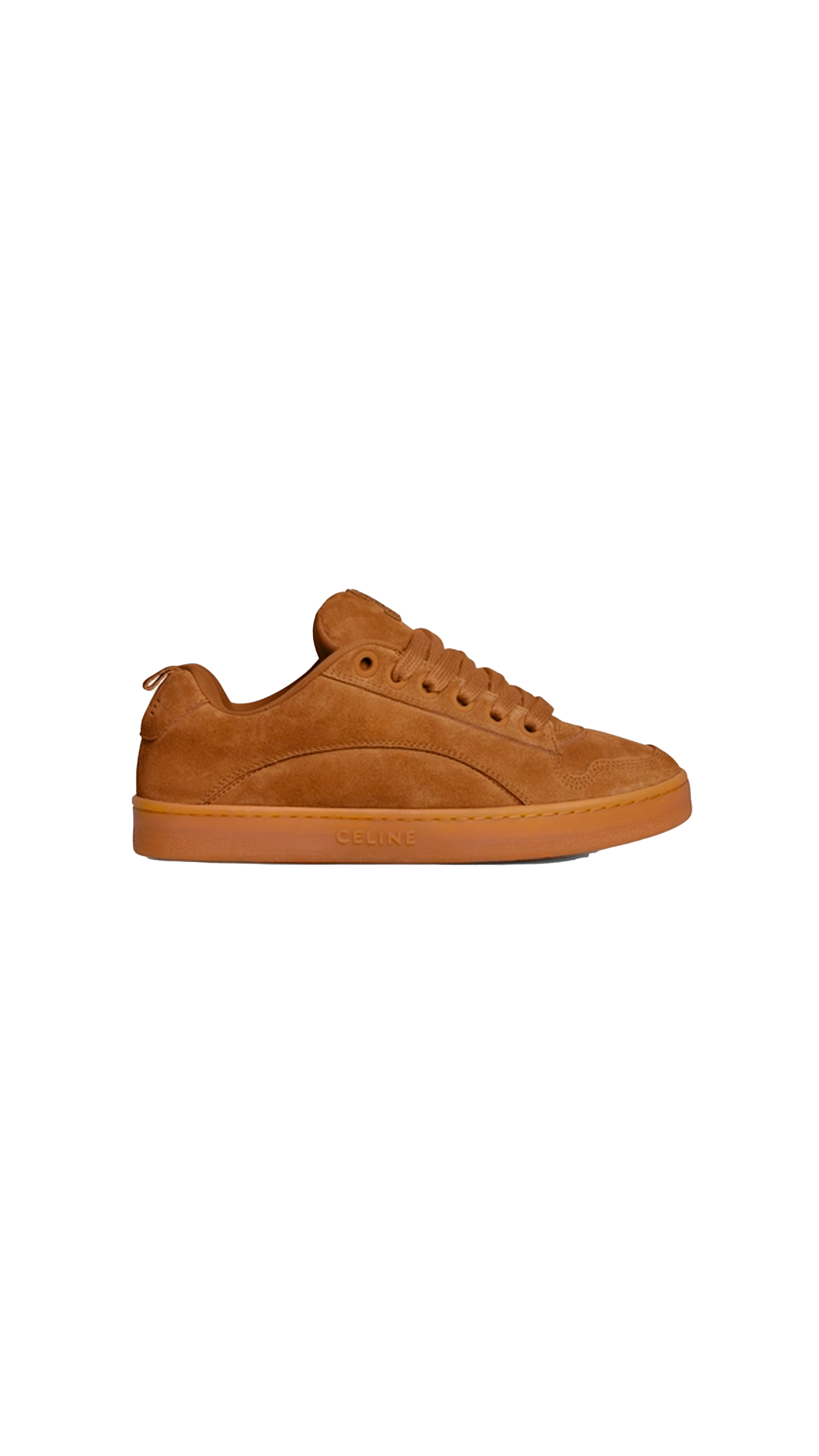 Huntington Low Lace-up Sneaker In Suede Calfskin And Mesh - Tan