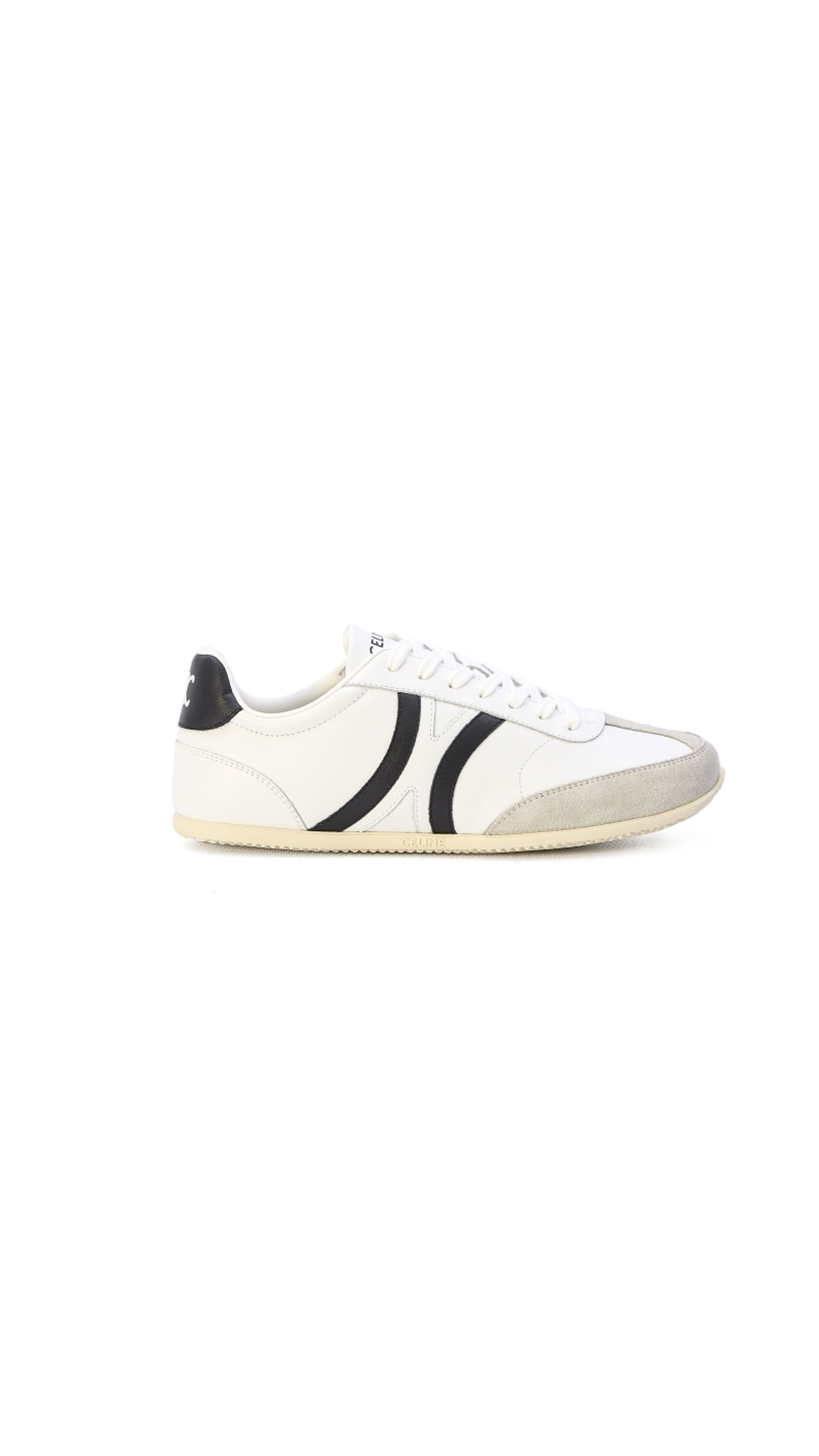 Low Lace-up Sneaker with Triomphe in Suede and Calfskin -  Optic White/Grey/Black