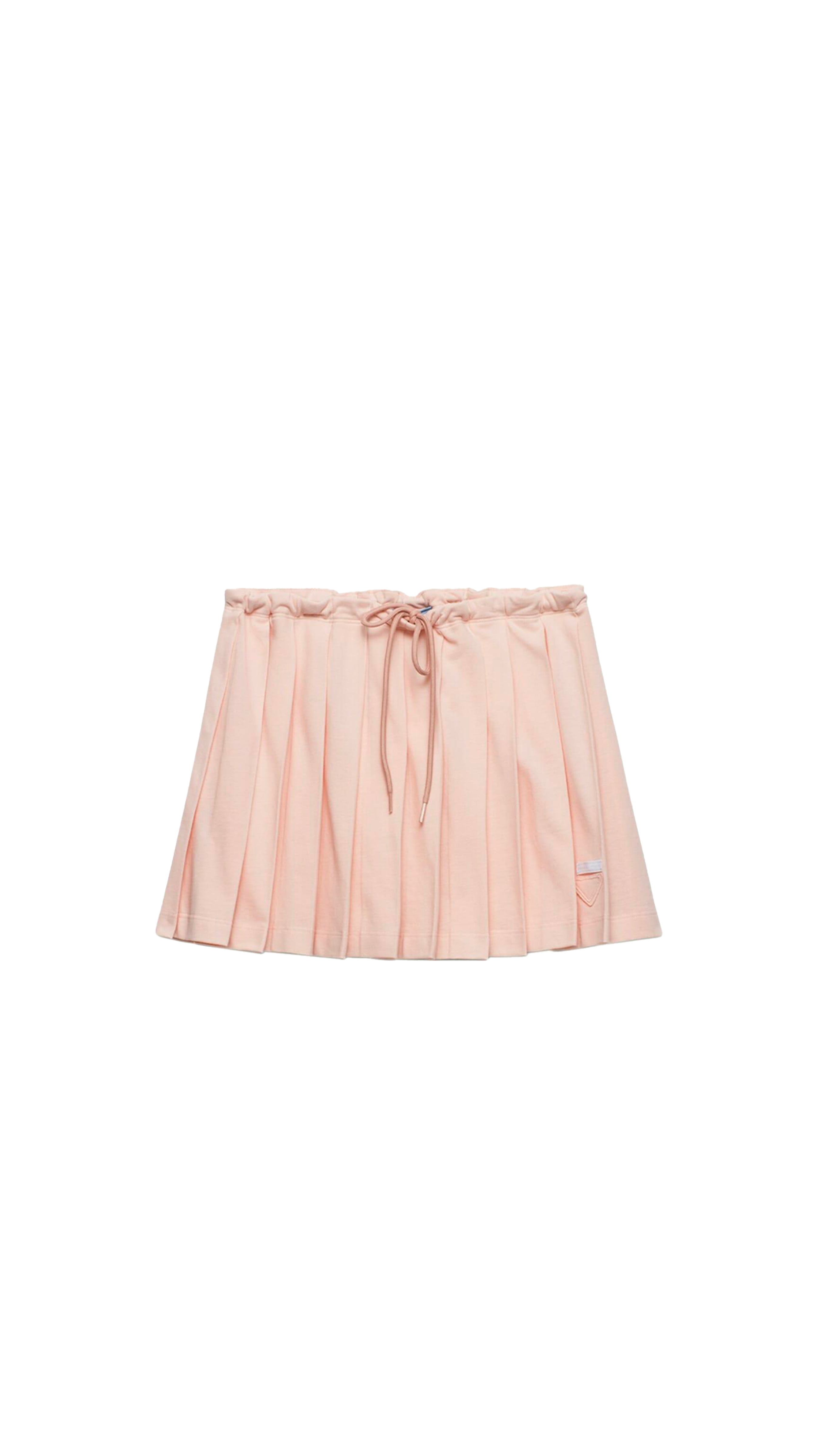 Pleated Piqué Miniskirt - Peach