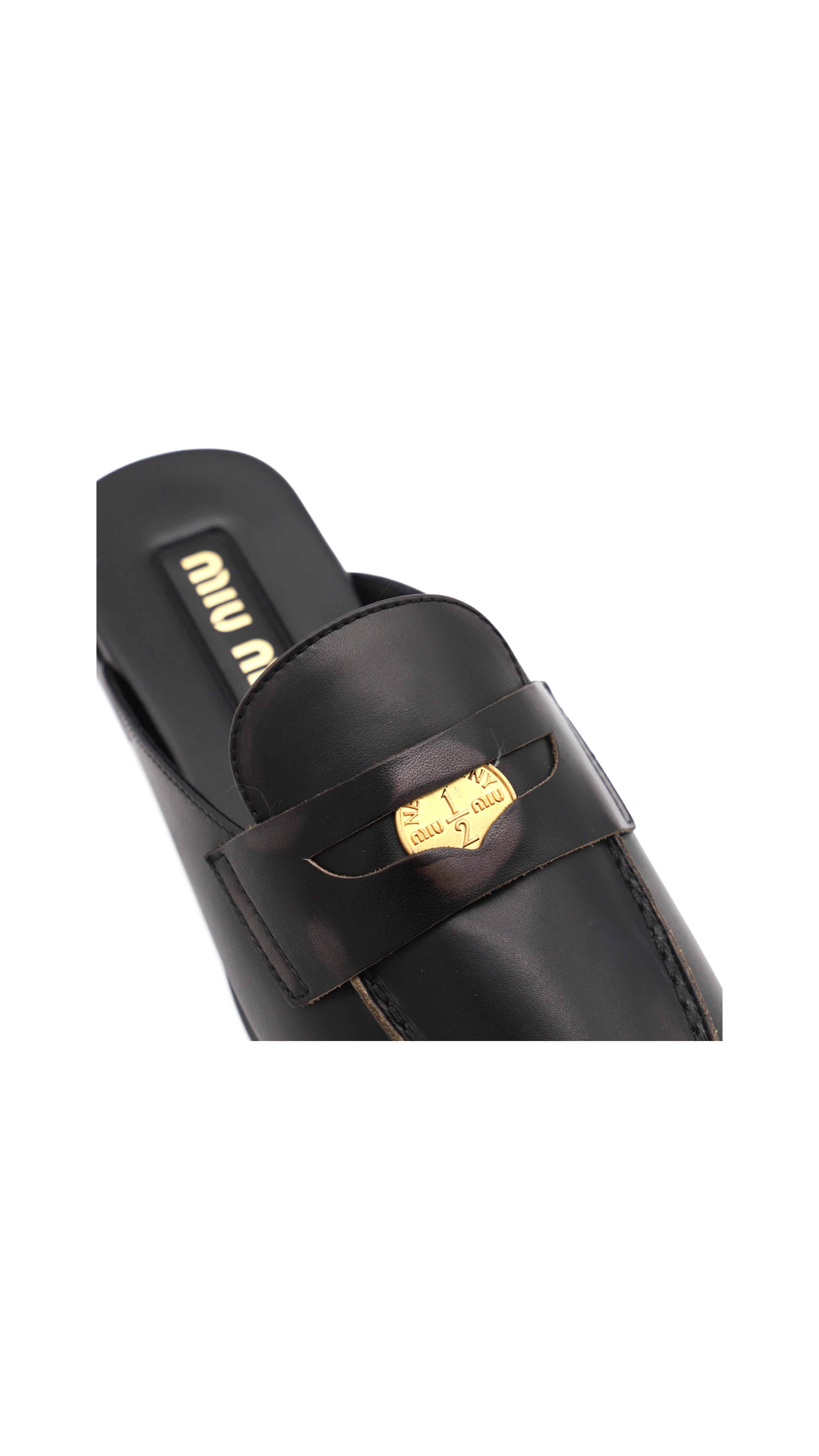 Penny Leather Slippers - Black