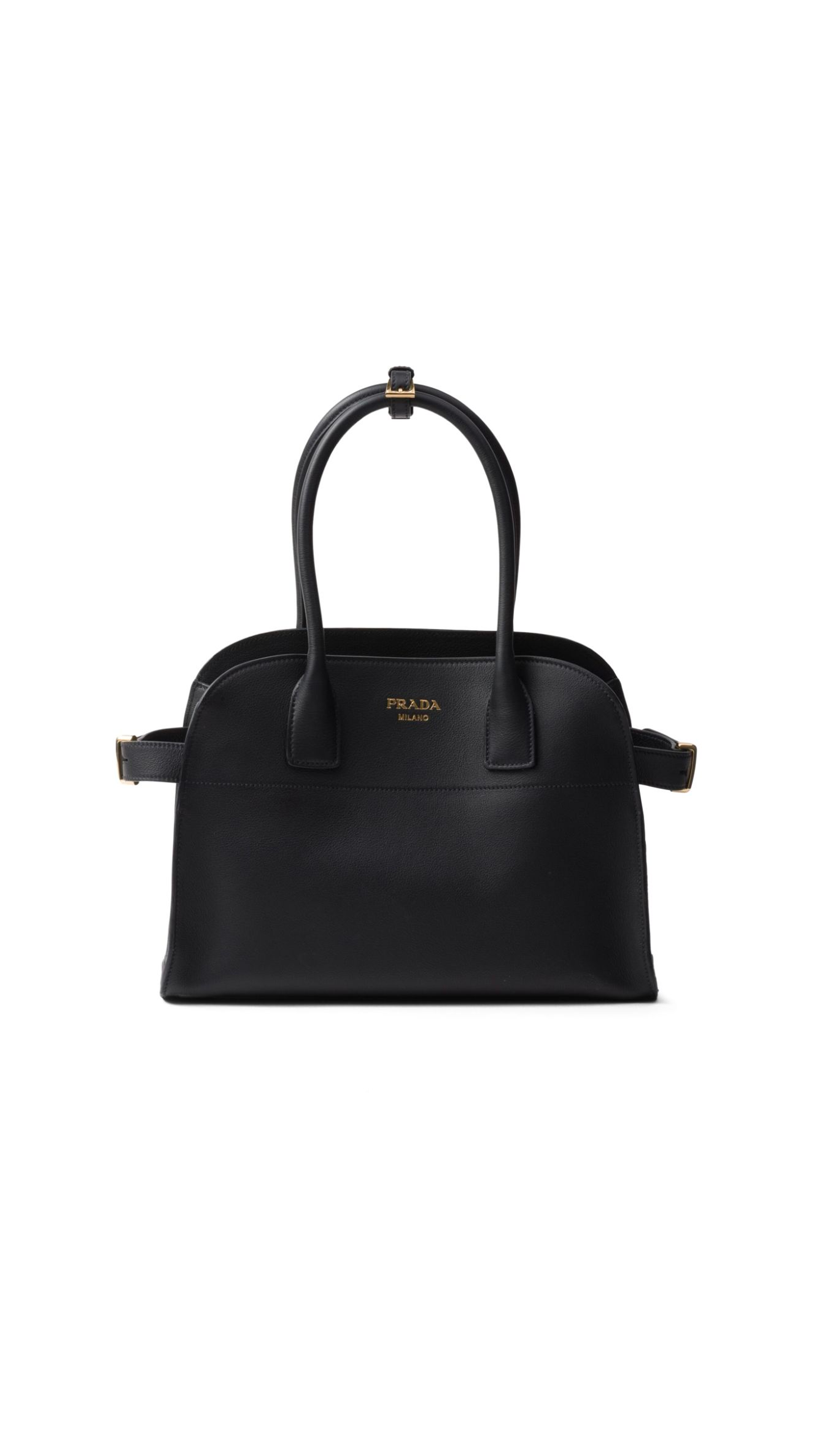 Medium Leather Tote Bag - Black