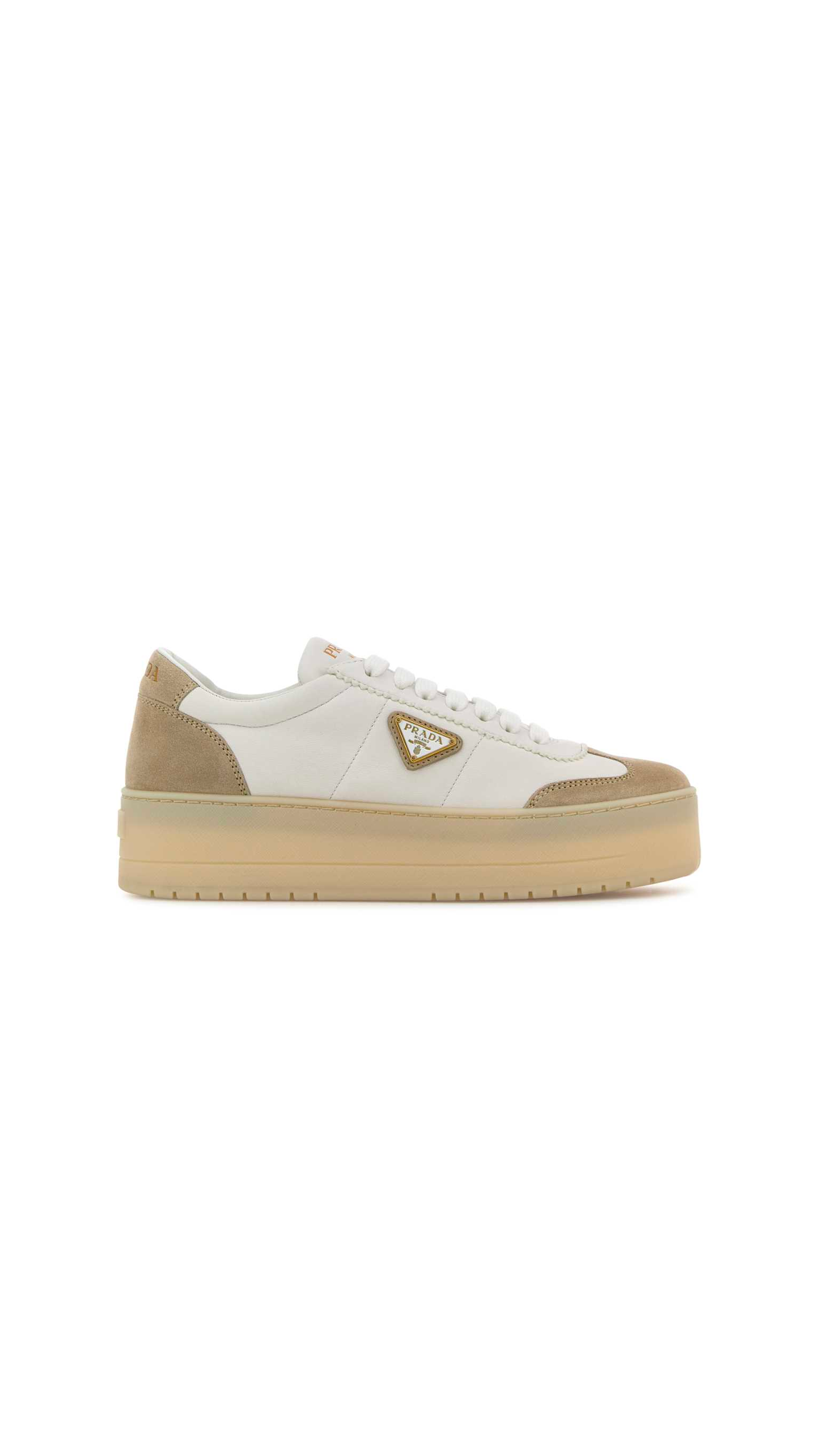 Leather Platform Sneakers - Beige