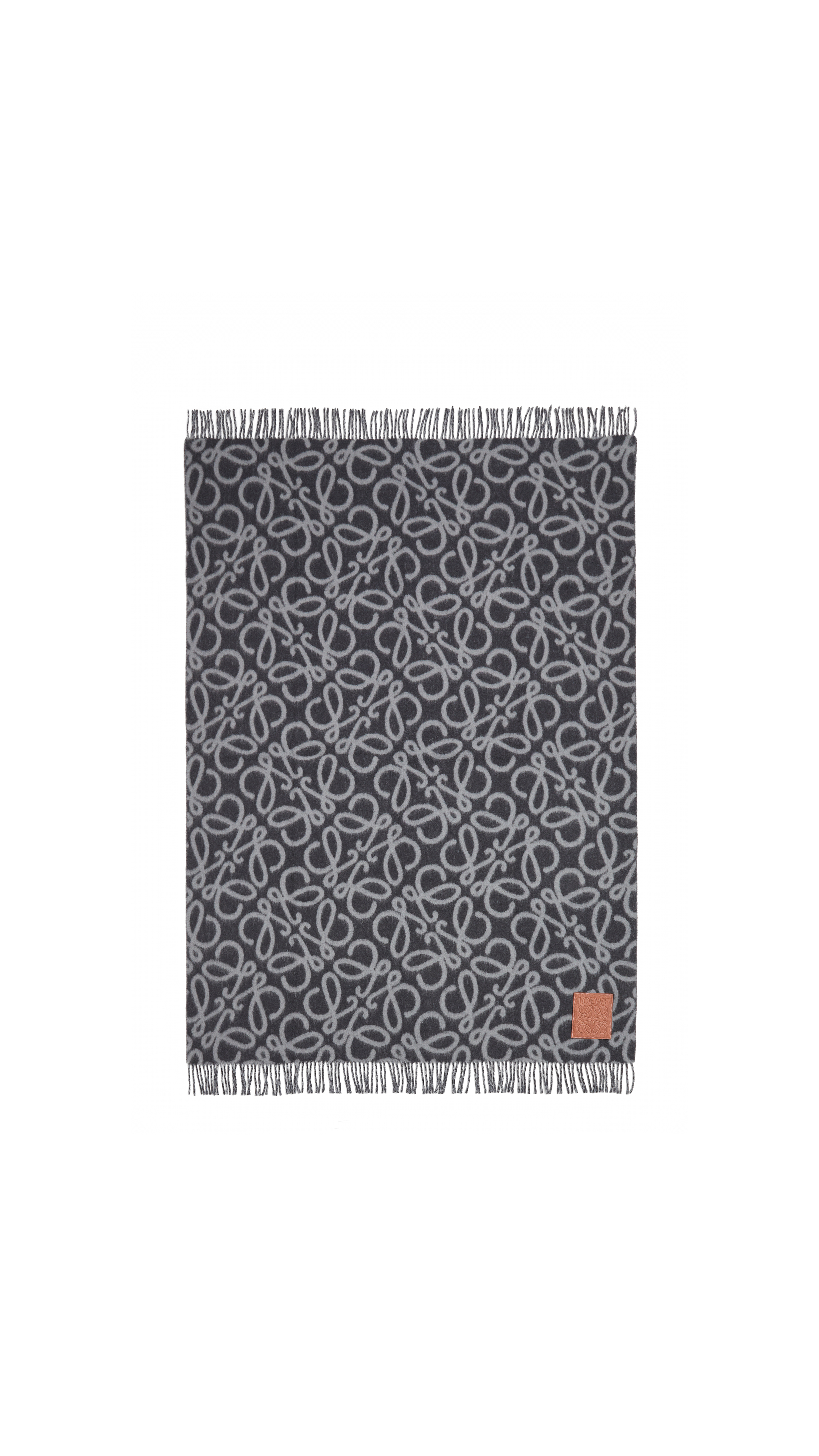 Anagram Blanket In Alpaca And Wool - Black/Grey