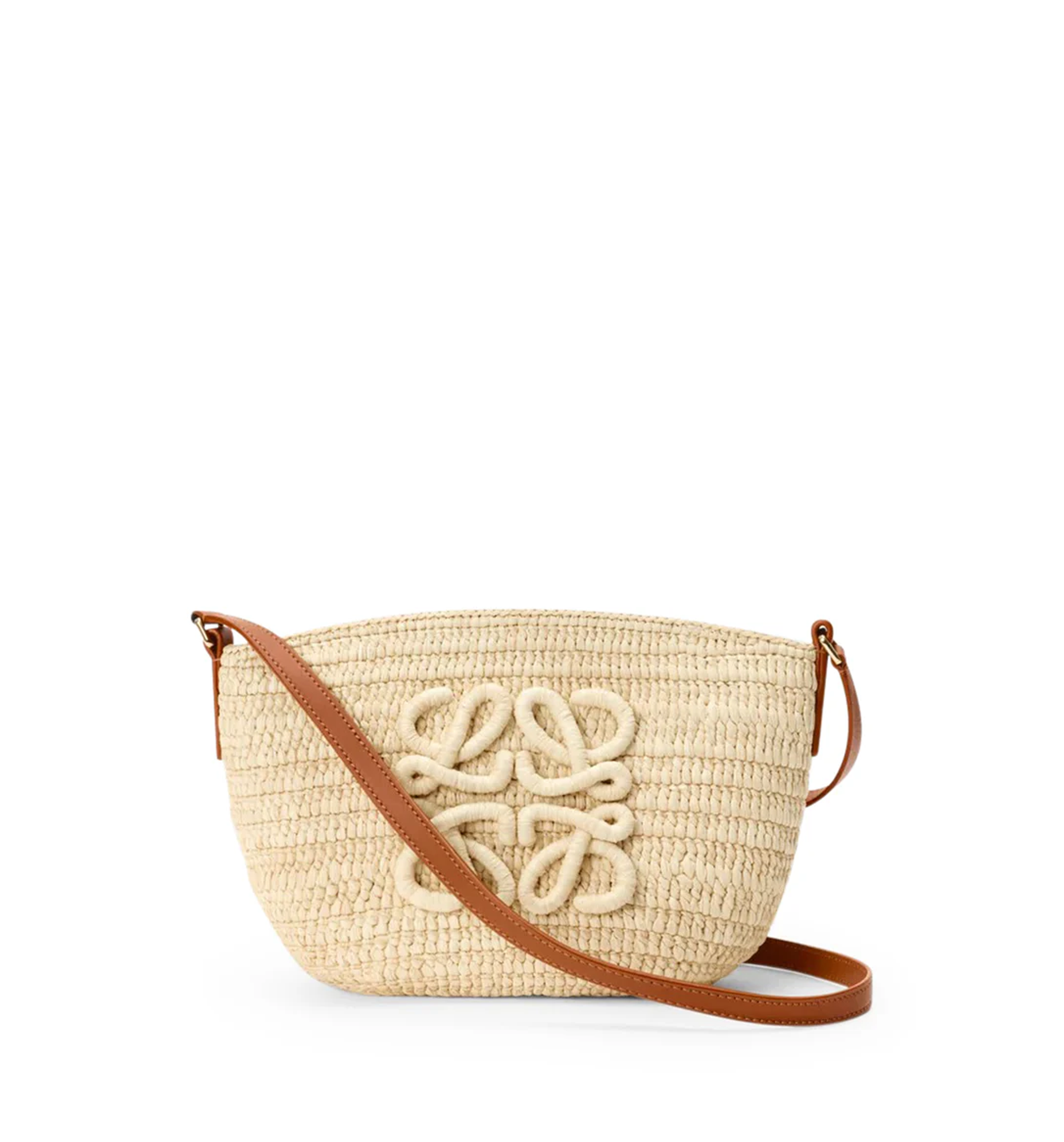 Eclipse pochette in raffia and calfskin
