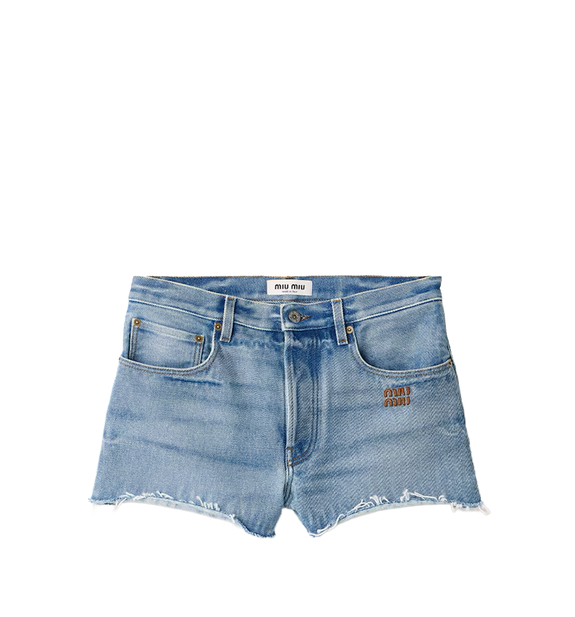 Washed denim shorts