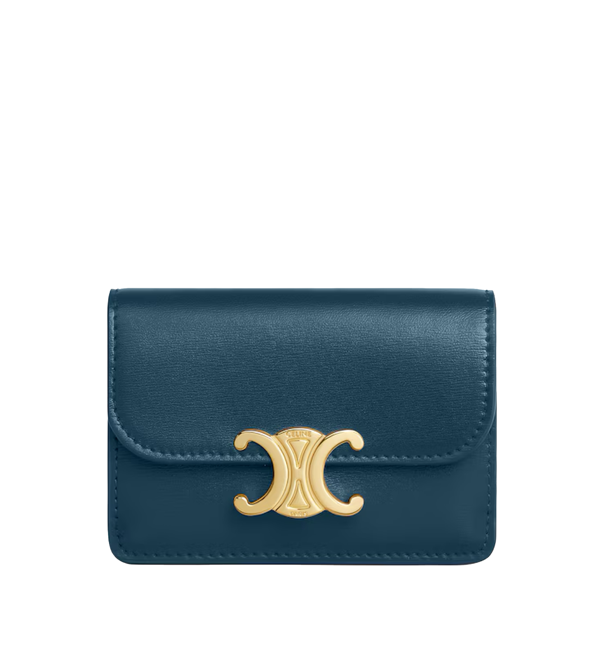 Card Holder With Flap Triomphe In Shiny Calfskin